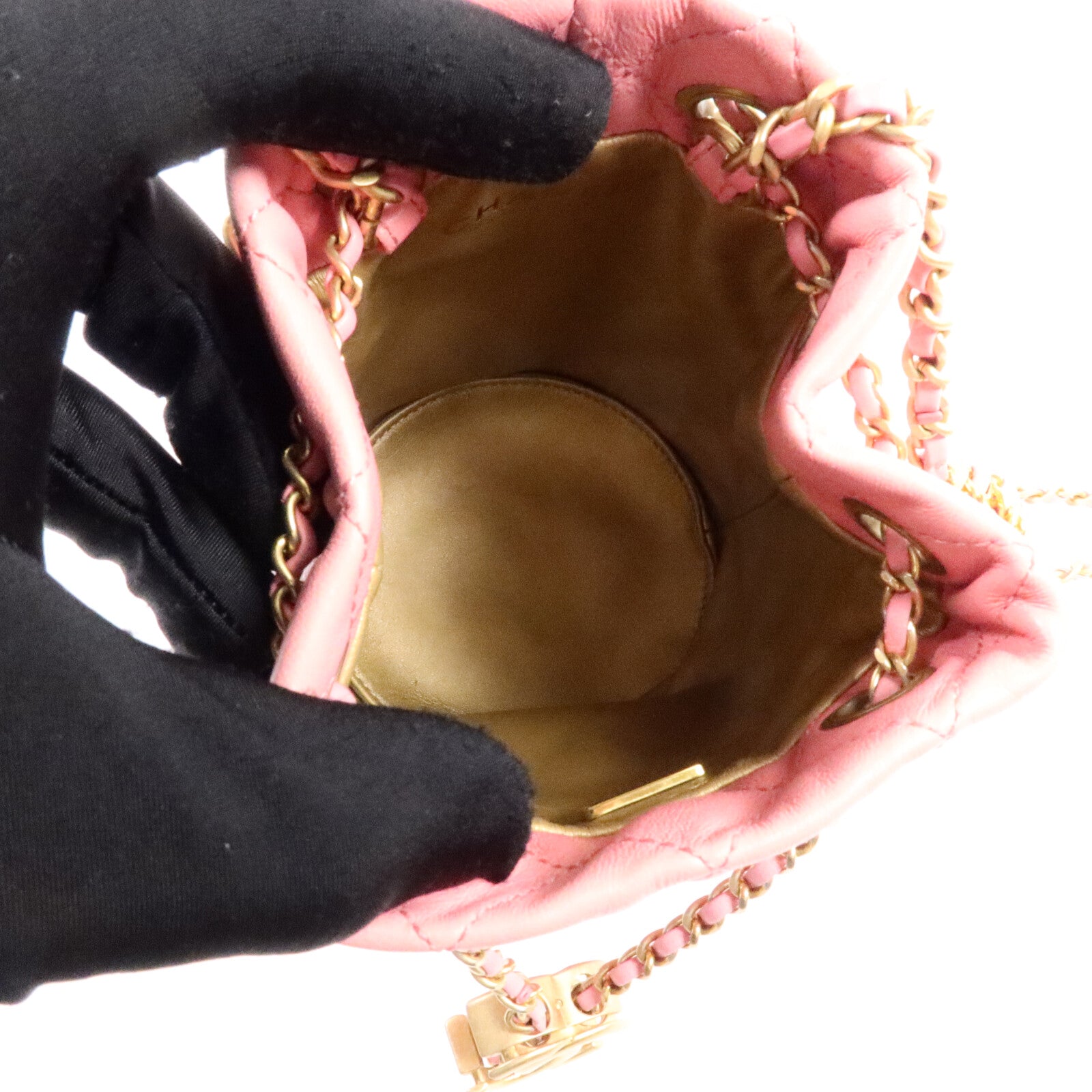 CHANEL 羊皮皮革Bucket Bag鏈帶肩背袋