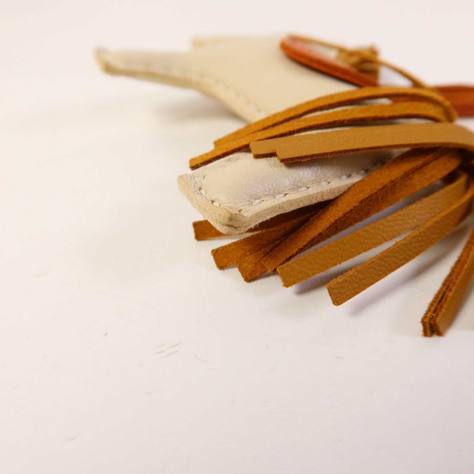 HERMES Milo皮革Rodeo PM掛飾Beige/Brown