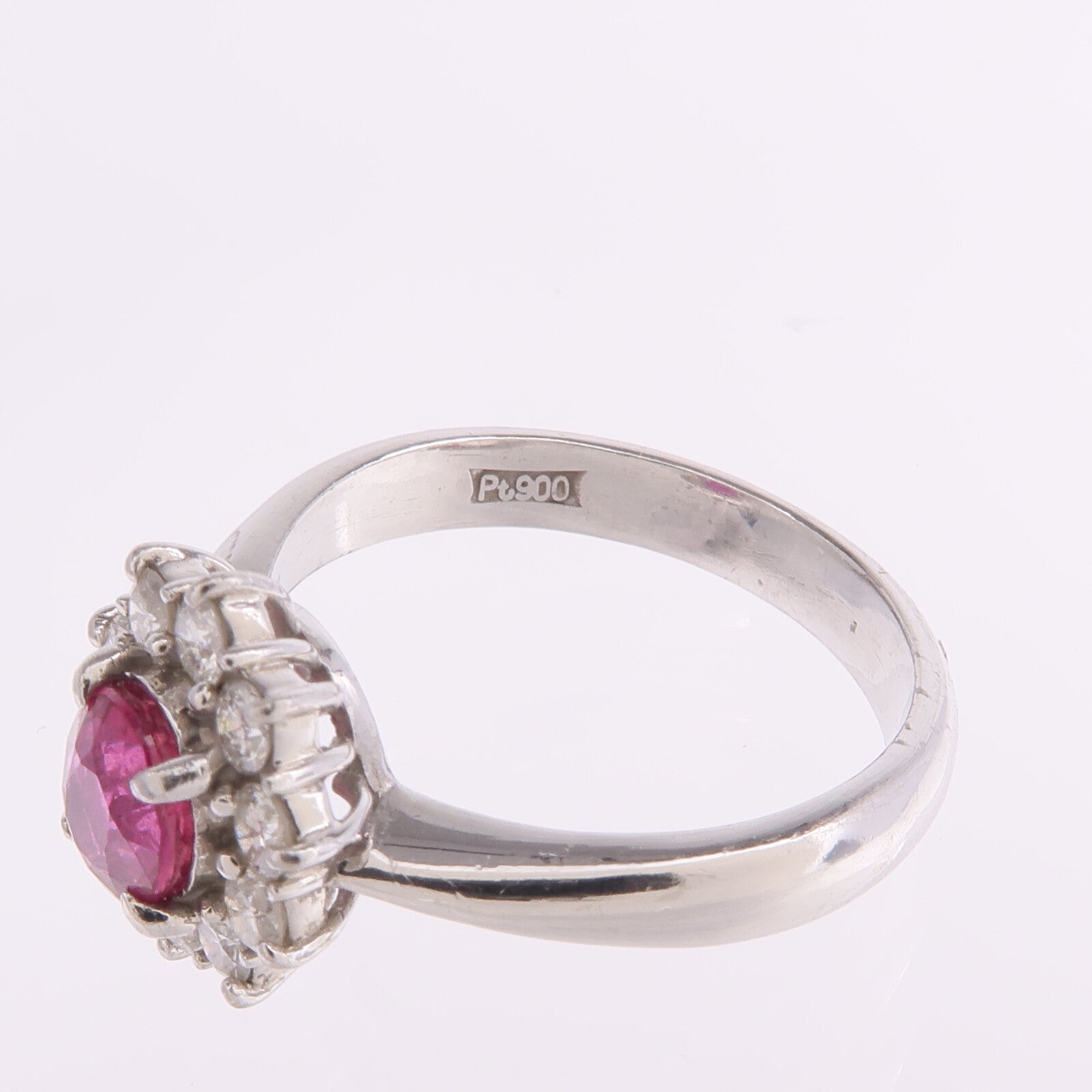 JEWELRY PT900鉑金Ruby Diamond Ring紅寶石/鑽石戒指US#5.75