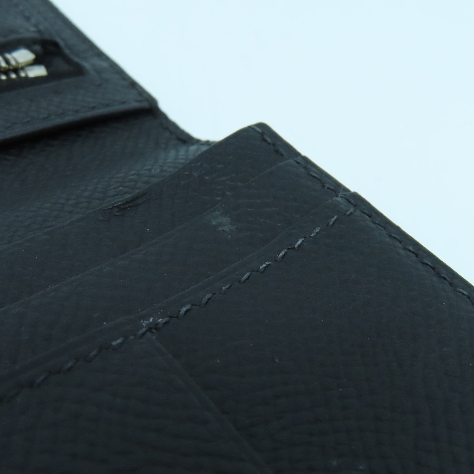 HERMES 【激減優惠】Epsom皮革Bearn W Snap銀扣長錢包黑色