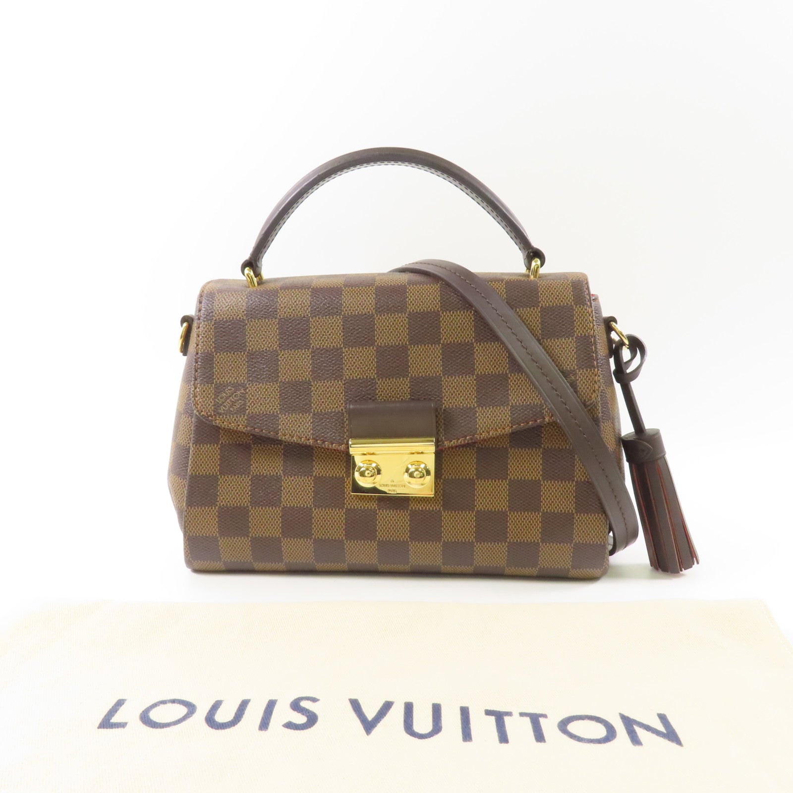 LOUIS VUITTON Damier Croisette金扣手挽肩背兩用袋
