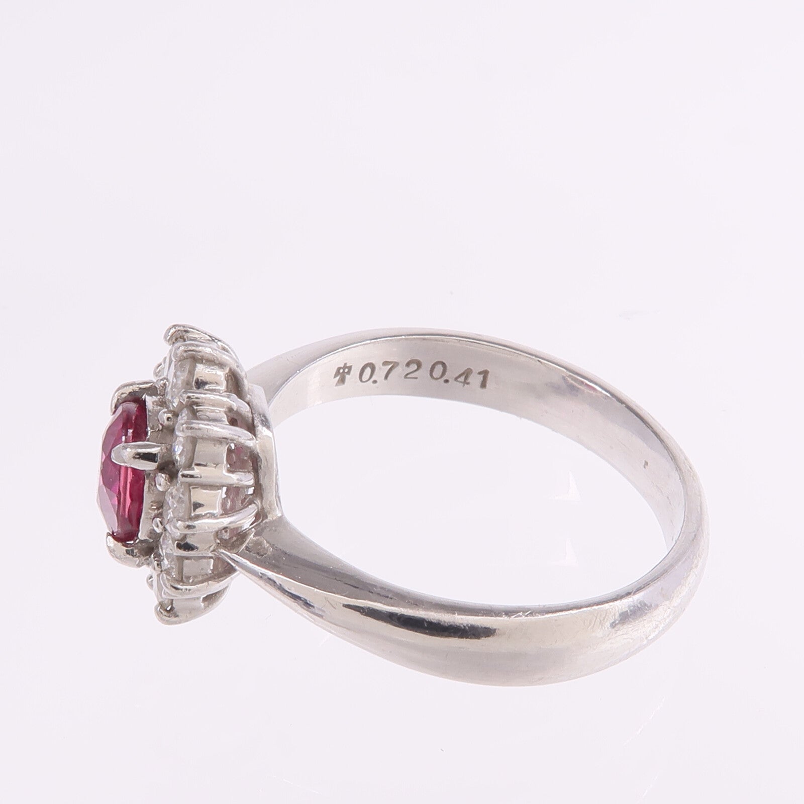 JEWELRY PT900鉑金Ruby Diamond Ring紅寶石/鑽石戒指US#5.75