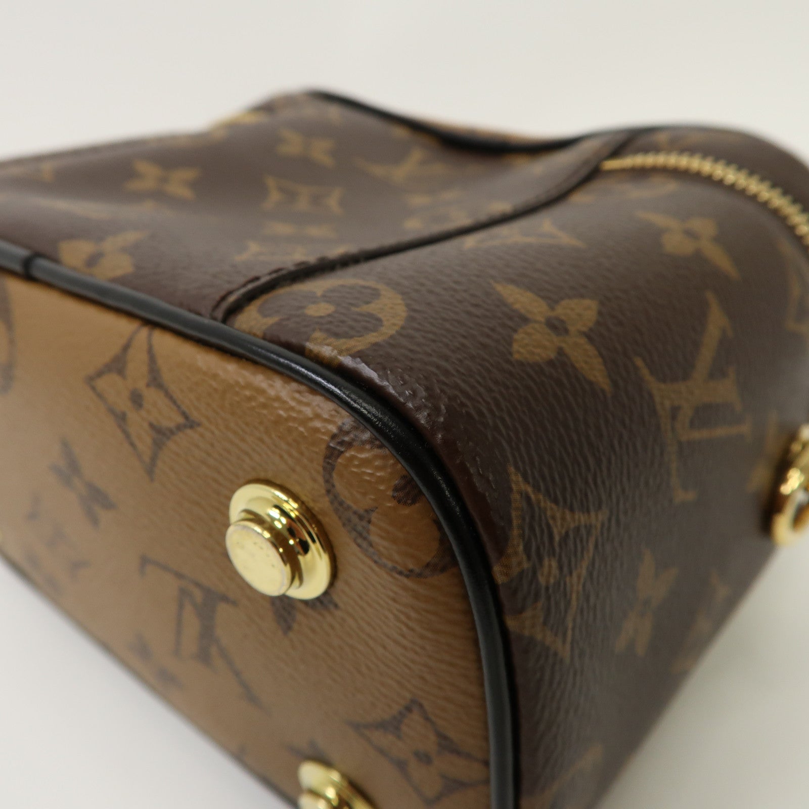 LOUIS VUITTON Monogram Reverse Vanity PM金扣手挽肩背兩用袋棕色