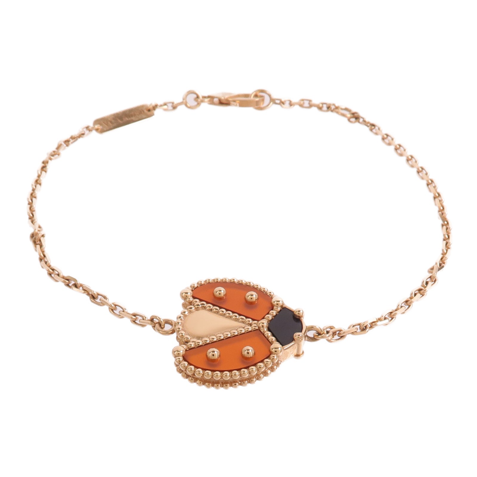 Van Cleef & Arpels 18K玫瑰金Lucky Spring Bracelet紅玉髓/縞瑪瑙手鏈
