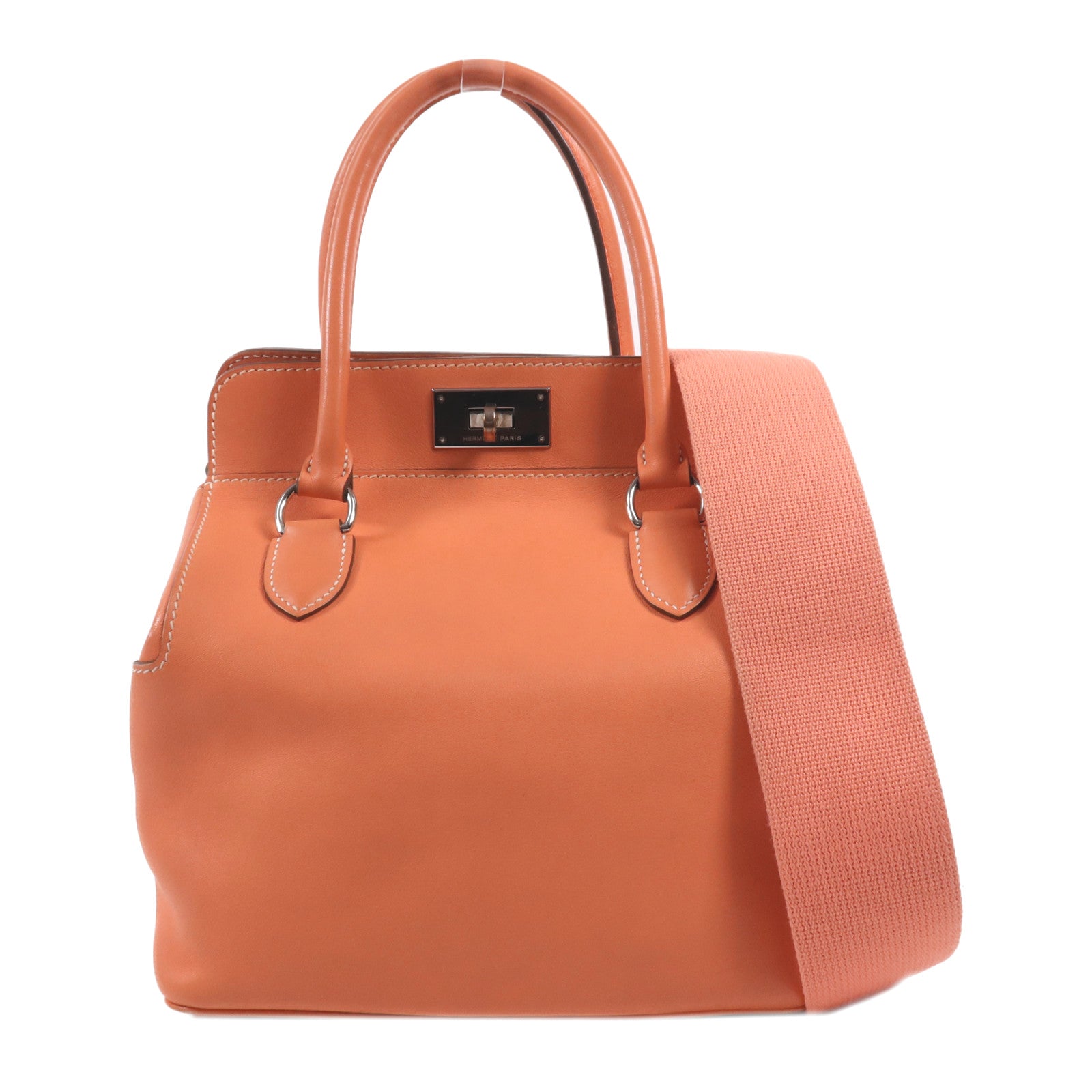 HERMES Swift皮革Toolbox 20銀扣手挽肩背兩用袋Crevette