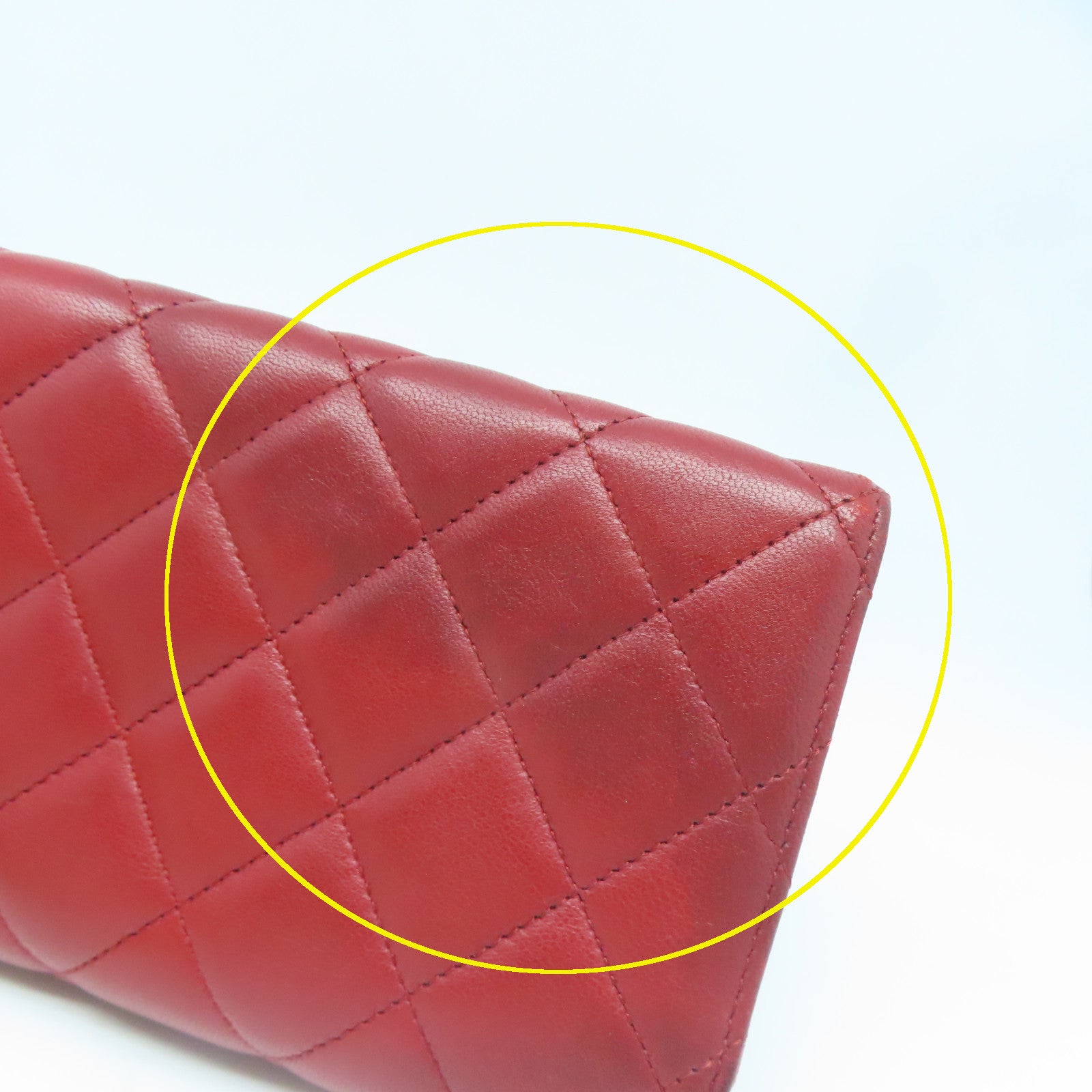 CHANEL 菱格牛皮皮革Wallet銀扣長錢包紅色
