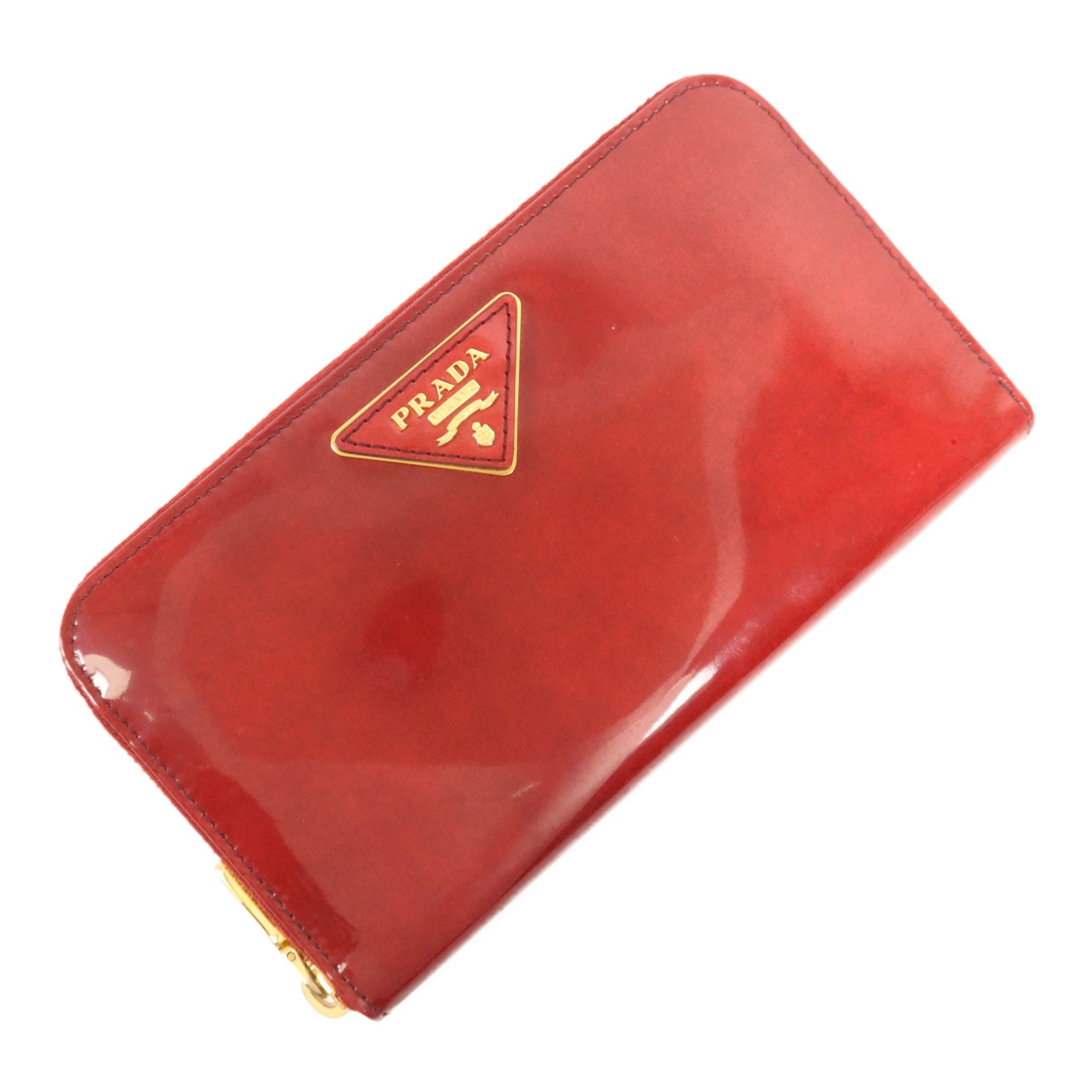 PRADA 漆皮皮革Long wallet金扣長錢包