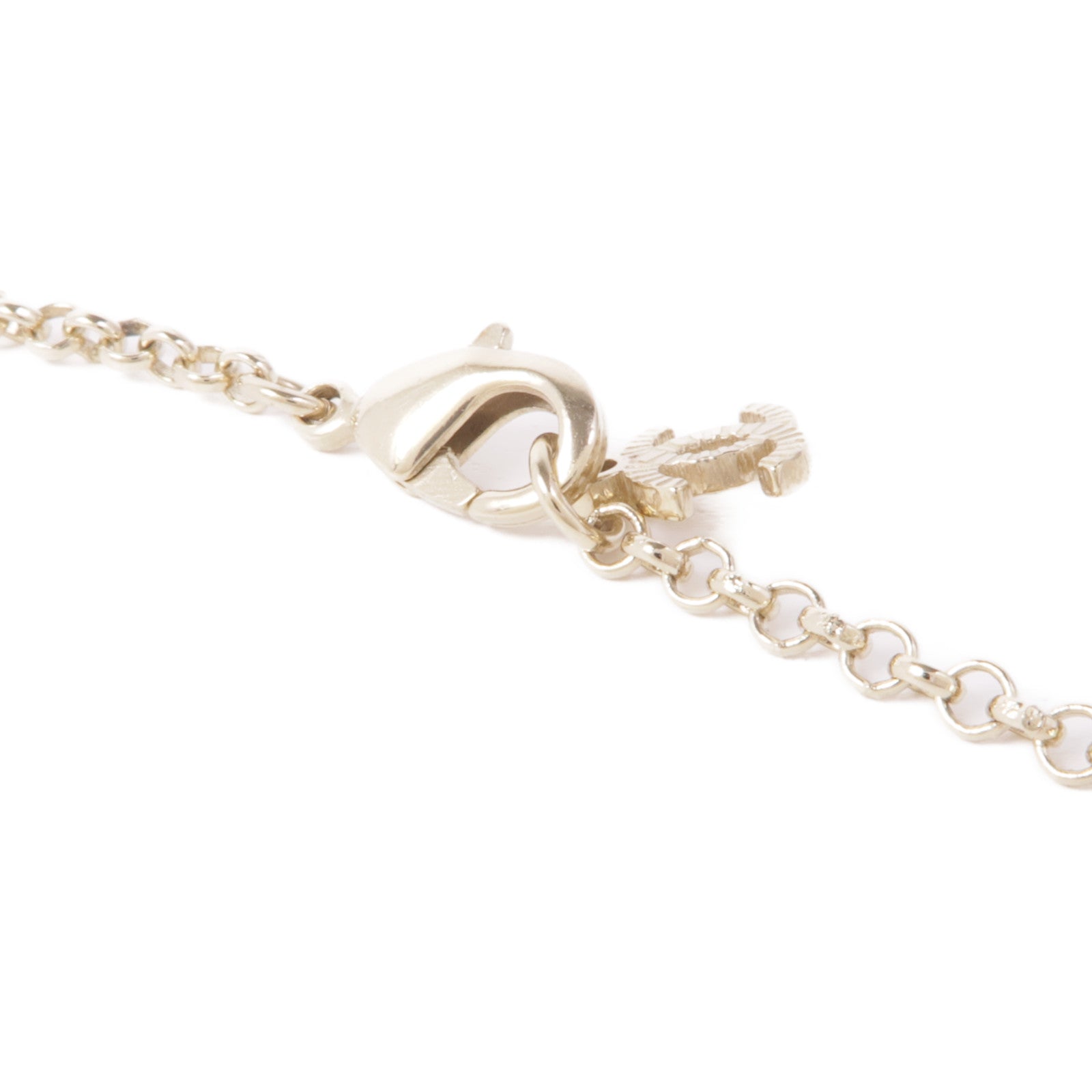 CHANEL CC Necklace Metal Gold Green White
