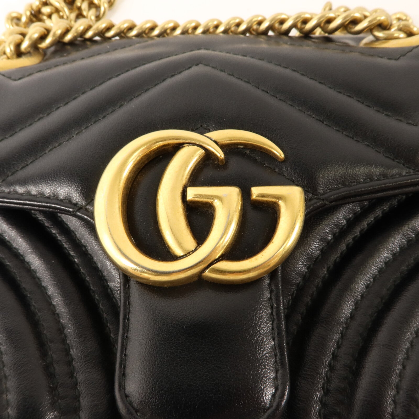 GUCCI 牛皮皮革GG Marmont Small鏈帶肩背袋