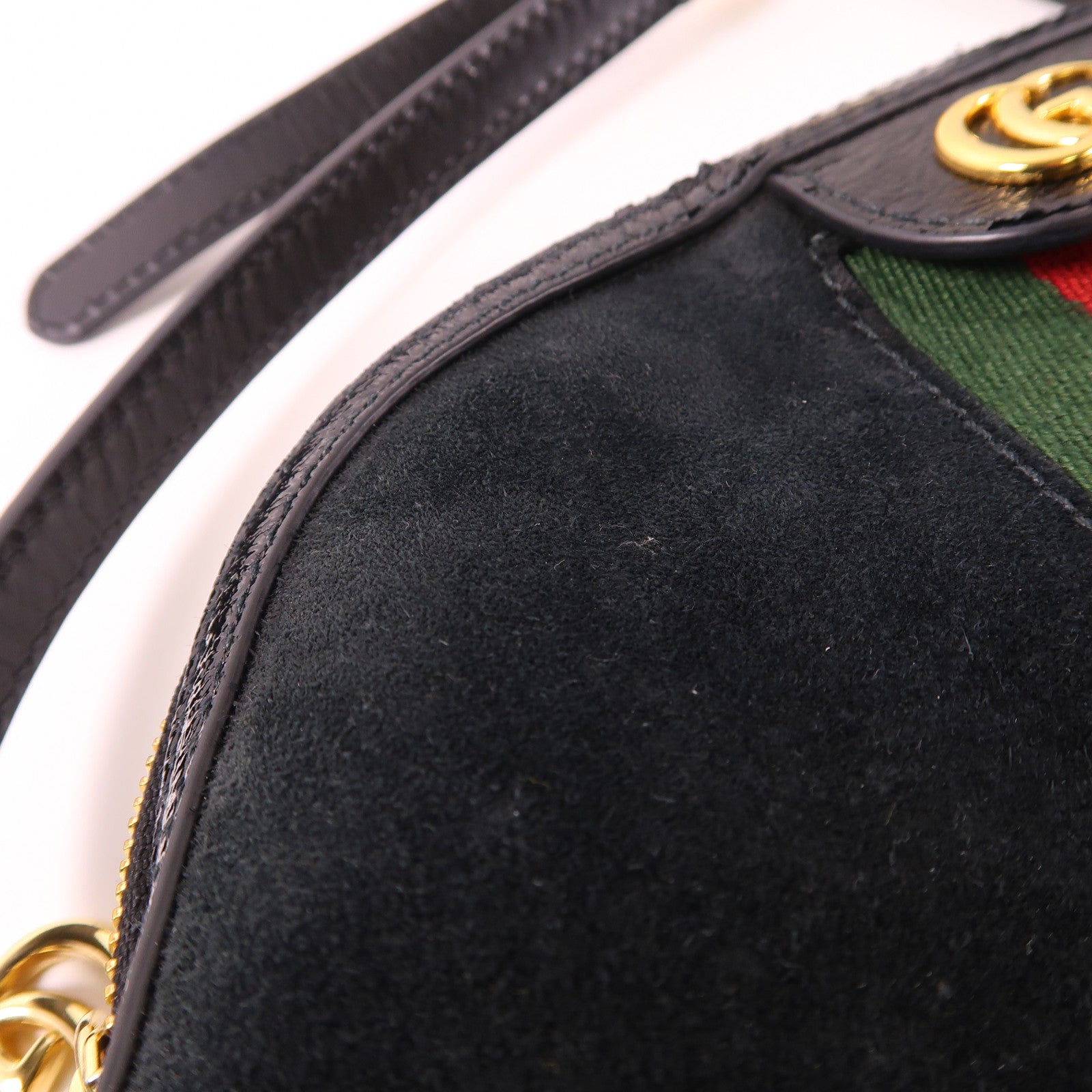 GUCCI 麂皮皮革Ophidia金扣肩背袋