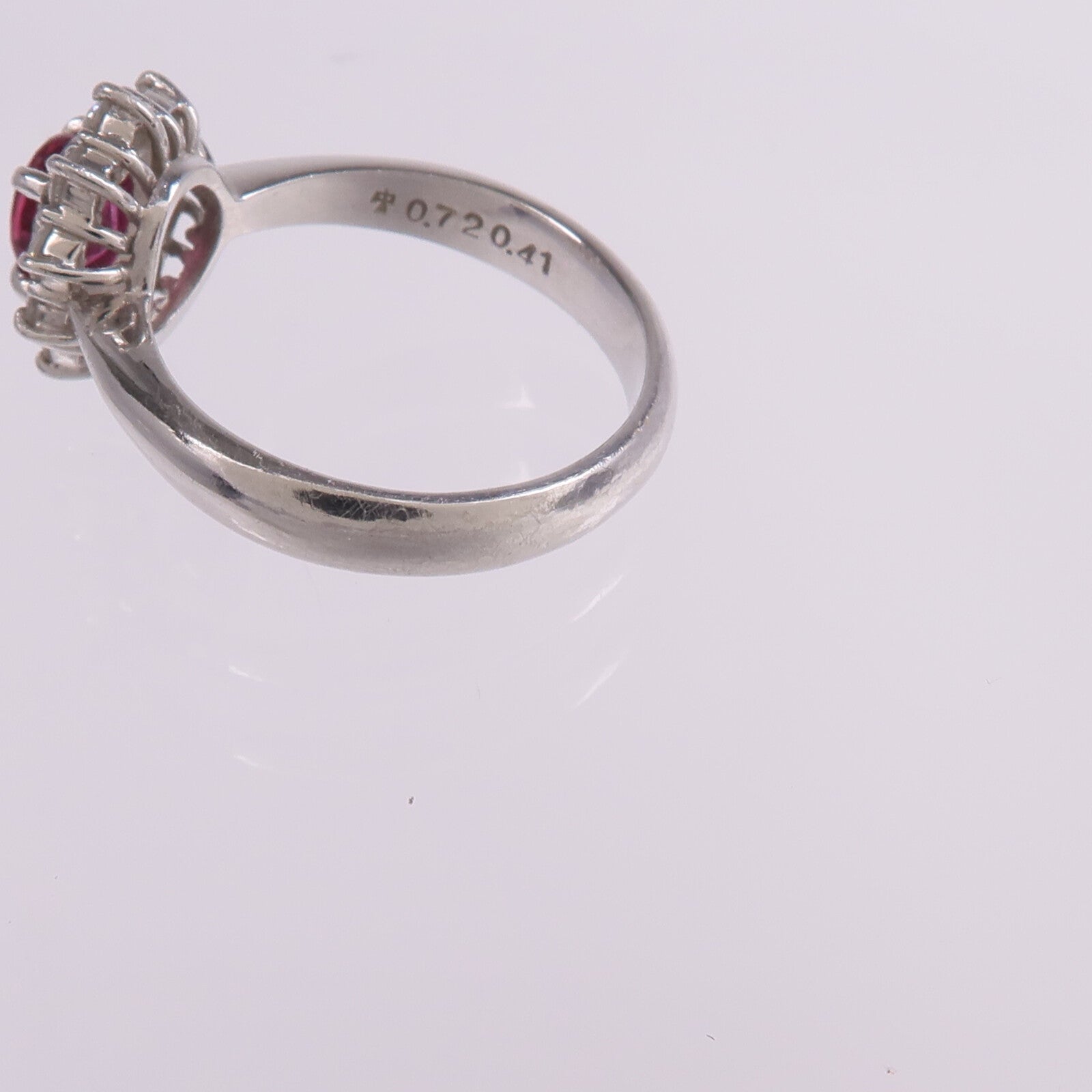 JEWELRY PT900鉑金Ruby Diamond Ring紅寶石/鑽石戒指US#5.75