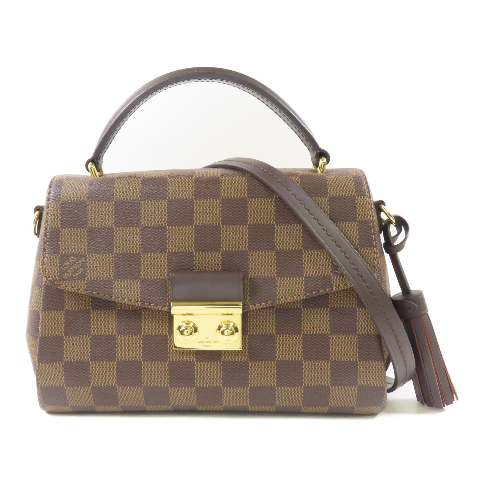 LOUIS VUITTON Damier Croisette金扣手挽肩背兩用袋