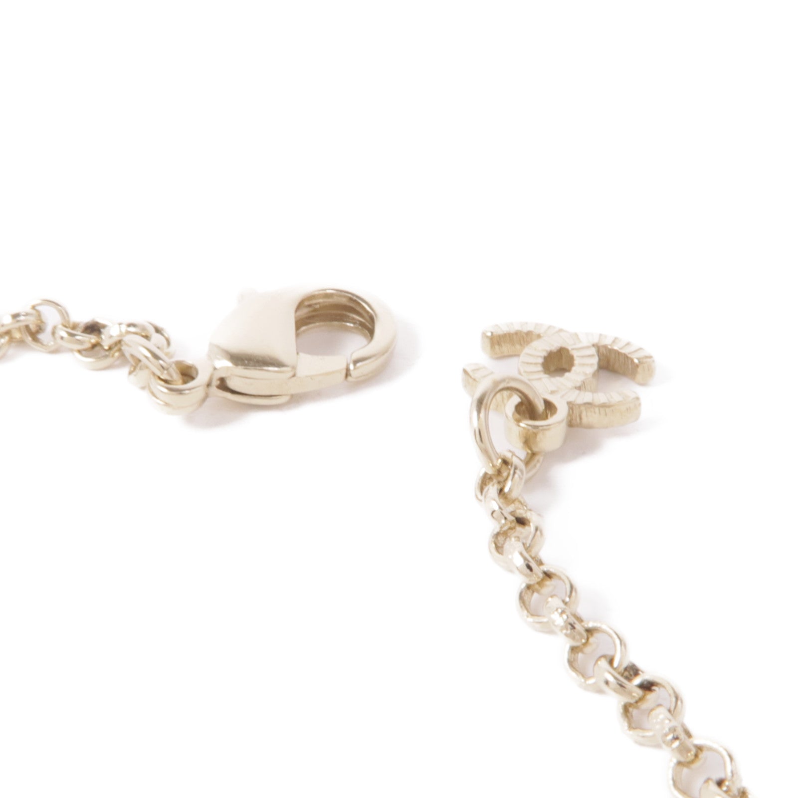 CHANEL CC Necklace Metal Gold Green White