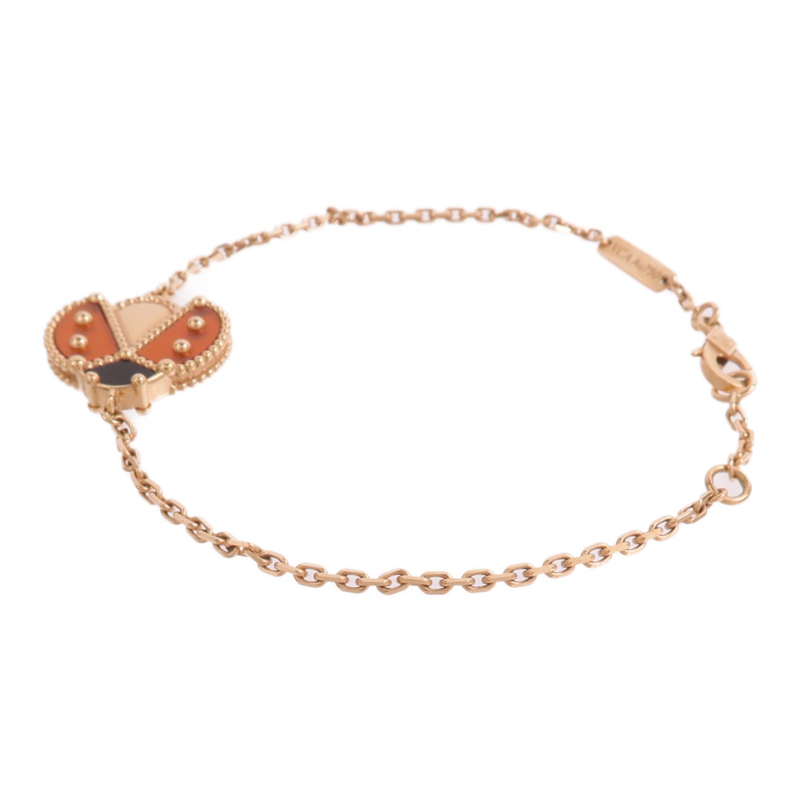 Van Cleef & Arpels 18K玫瑰金Lucky Spring Bracelet紅玉髓/縞瑪瑙手鏈