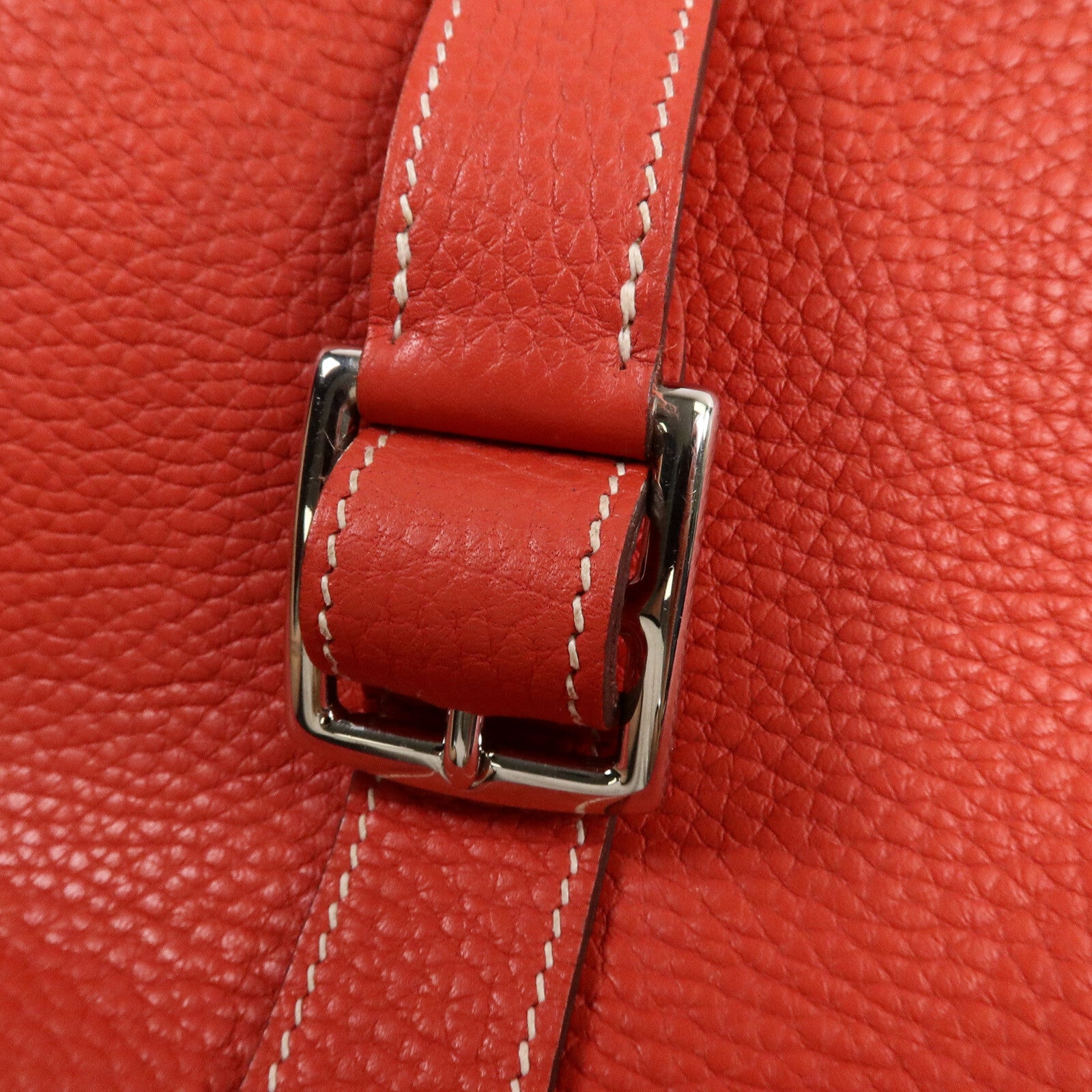 HERMES Clemence皮革Halzan 31手挽肩背兩用袋Rouge Casaque