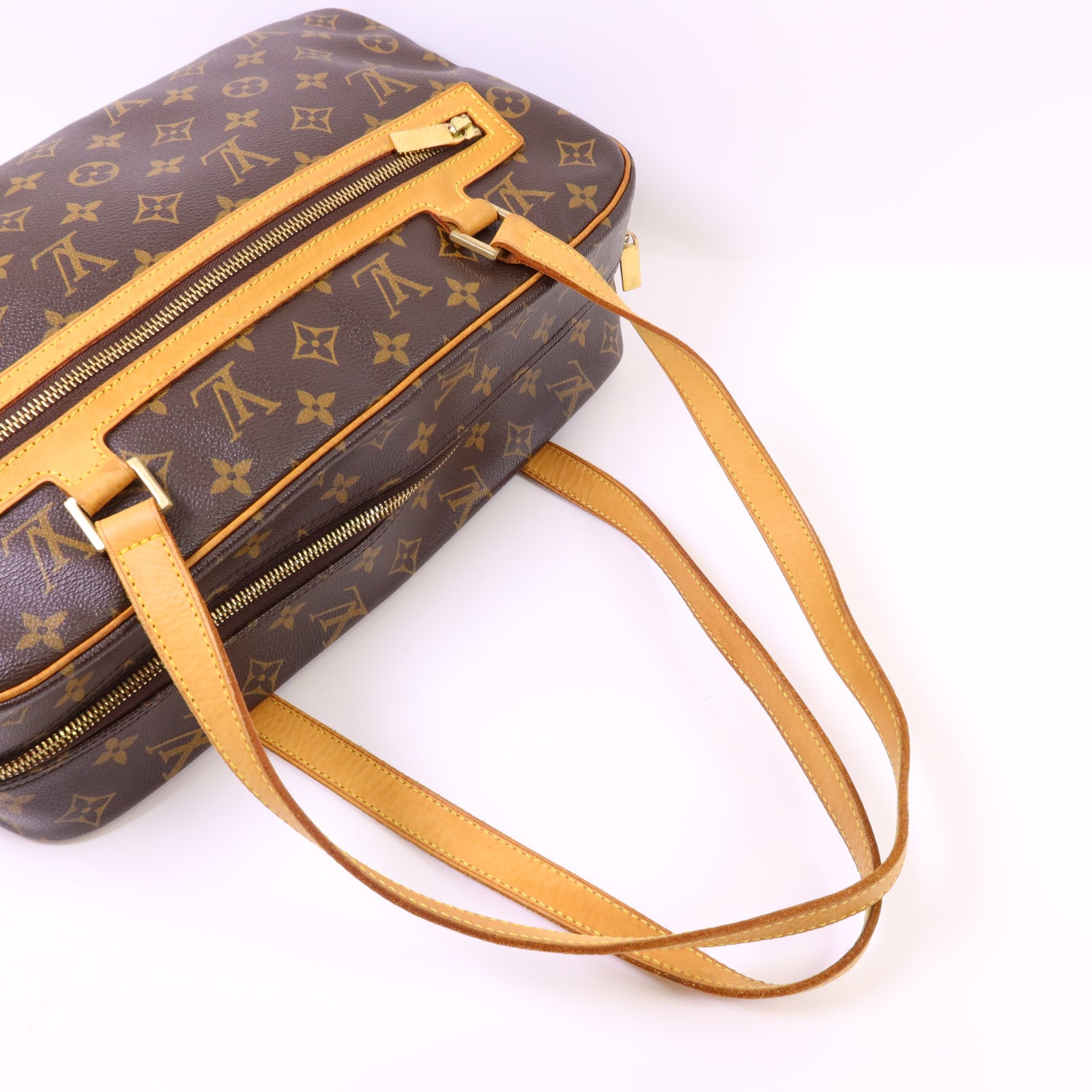 LOUIS VUITTON Monogram Cite GM金扣肩背袋棕色