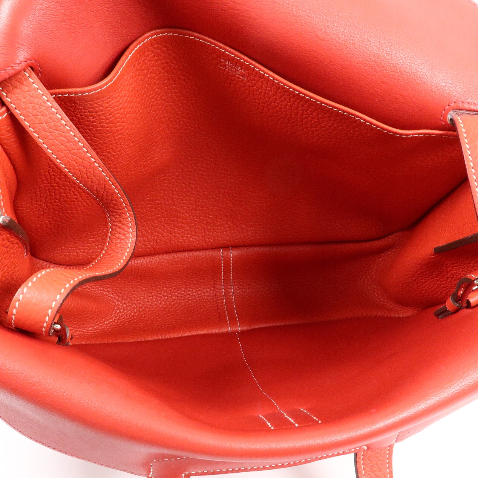 HERMES Clemence皮革Halzan 31手挽肩背兩用袋Rouge Casaque