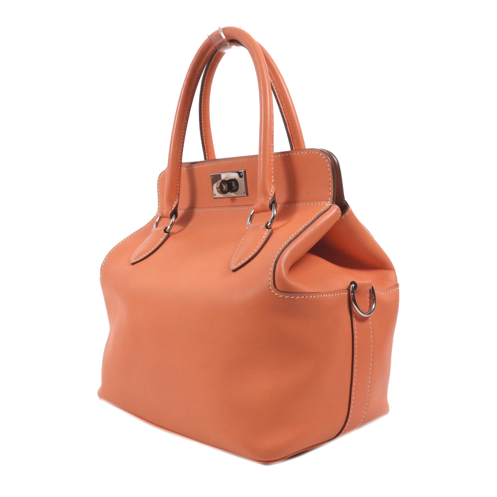 HERMES Swift皮革Toolbox 20銀扣手挽肩背兩用袋Crevette