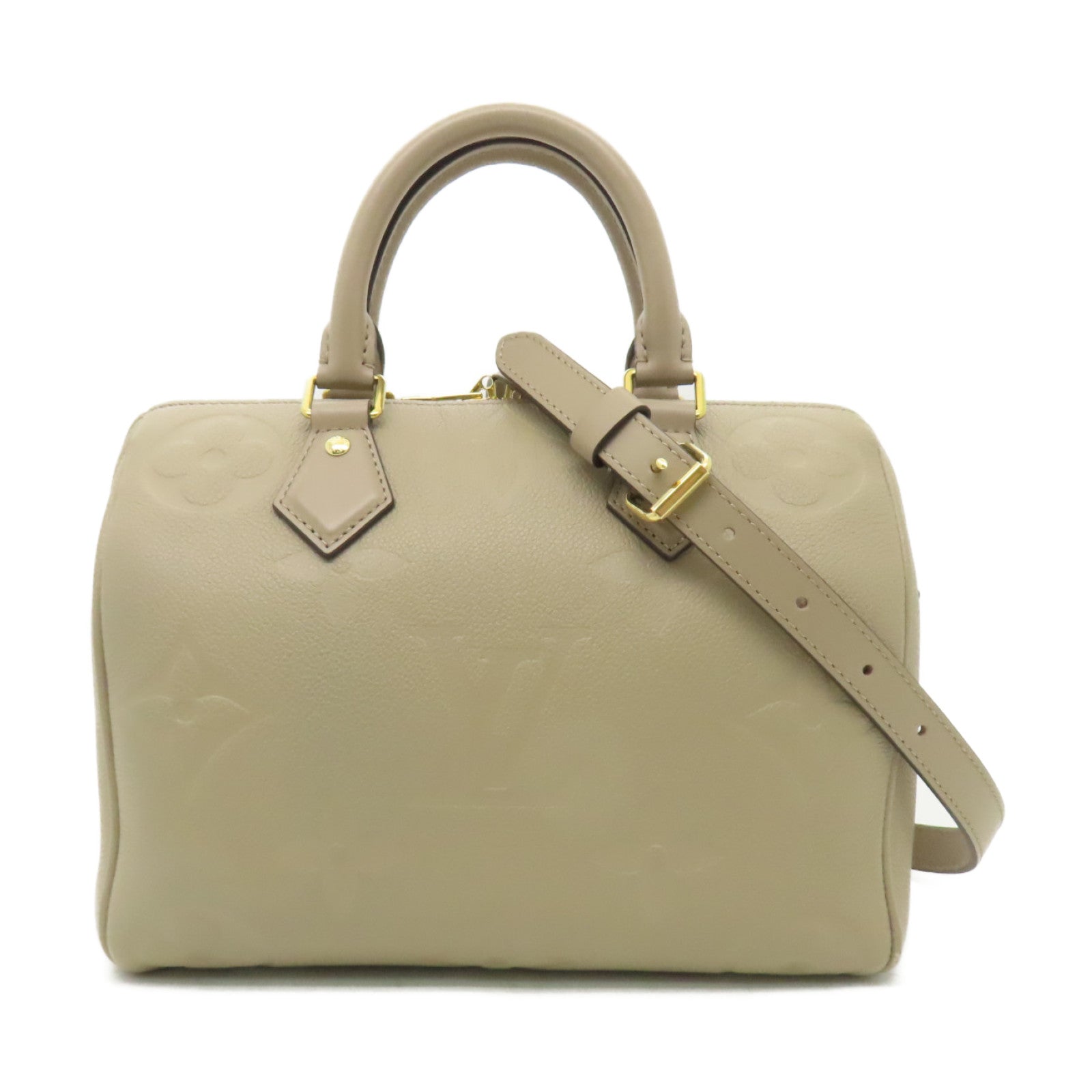 LOUIS VUITTON 【激減優惠】Monogram Empreinte Speedy Bandouliere 25金扣手挽肩背兩用袋米色