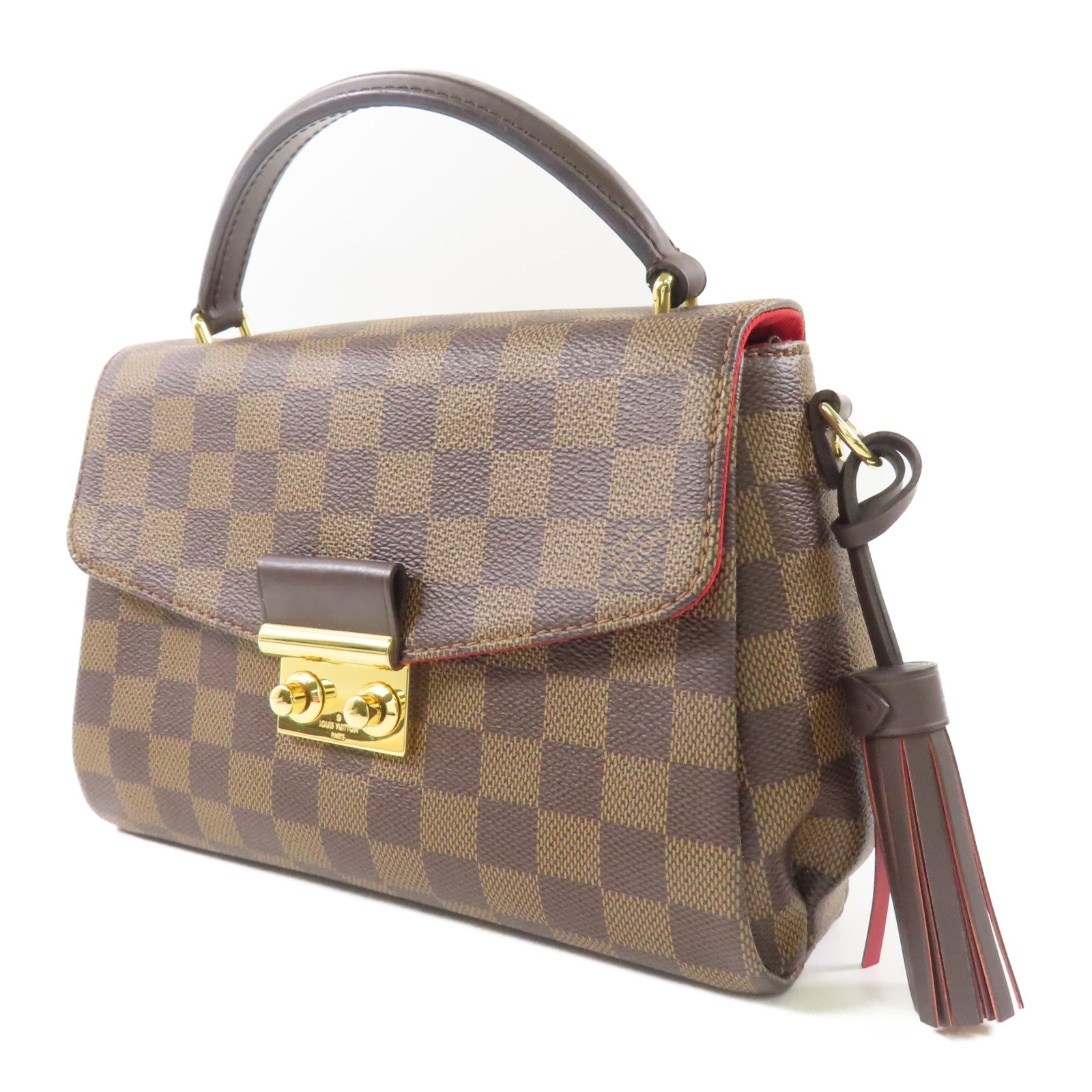 LOUIS VUITTON Damier Croisette金扣手挽肩背兩用袋