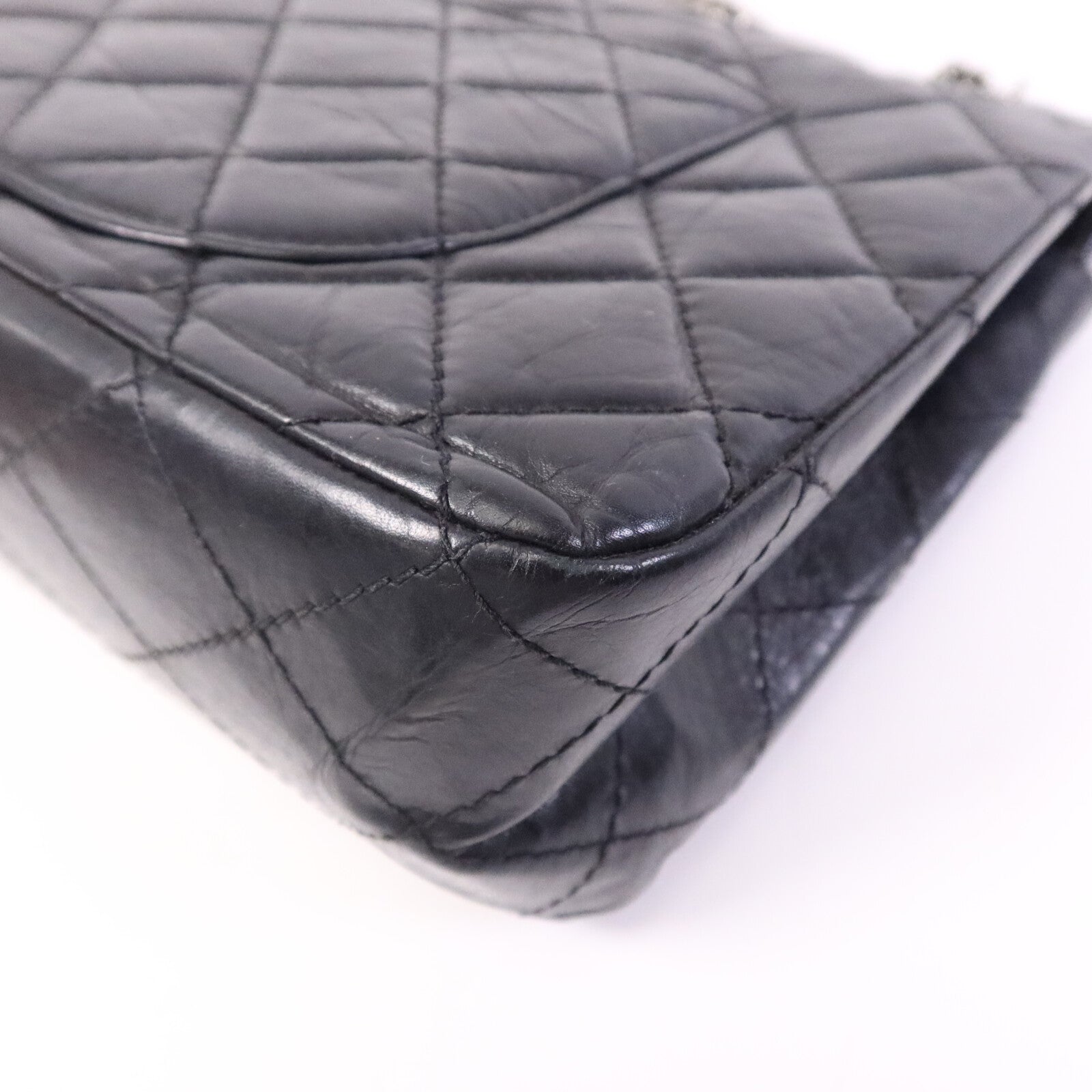 CHANEL 【激減優惠】牛皮皮革Chanel 2.55 Large銀扣鏈帶肩背袋