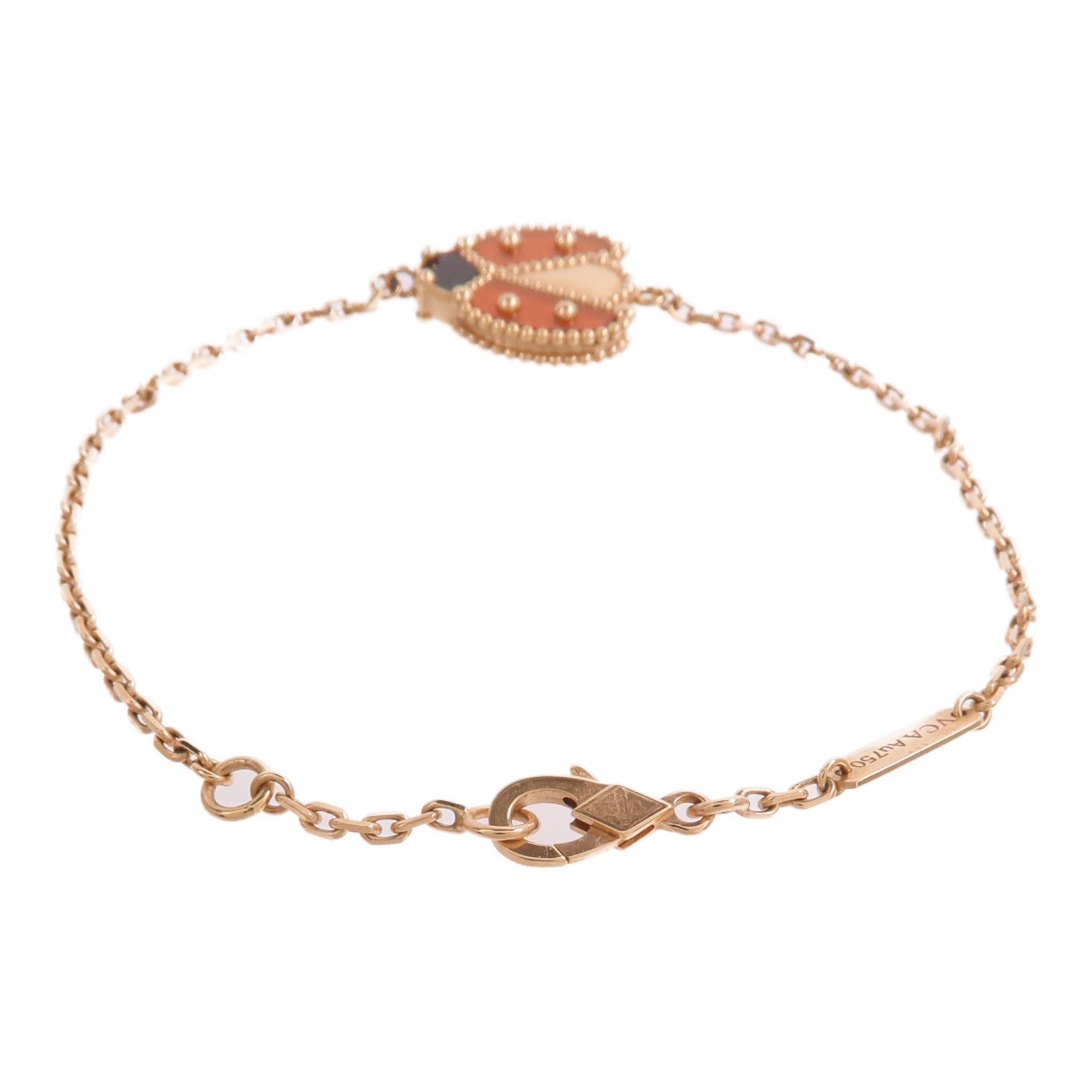 Van Cleef & Arpels 18K玫瑰金Lucky Spring Bracelet紅玉髓/縞瑪瑙手鏈