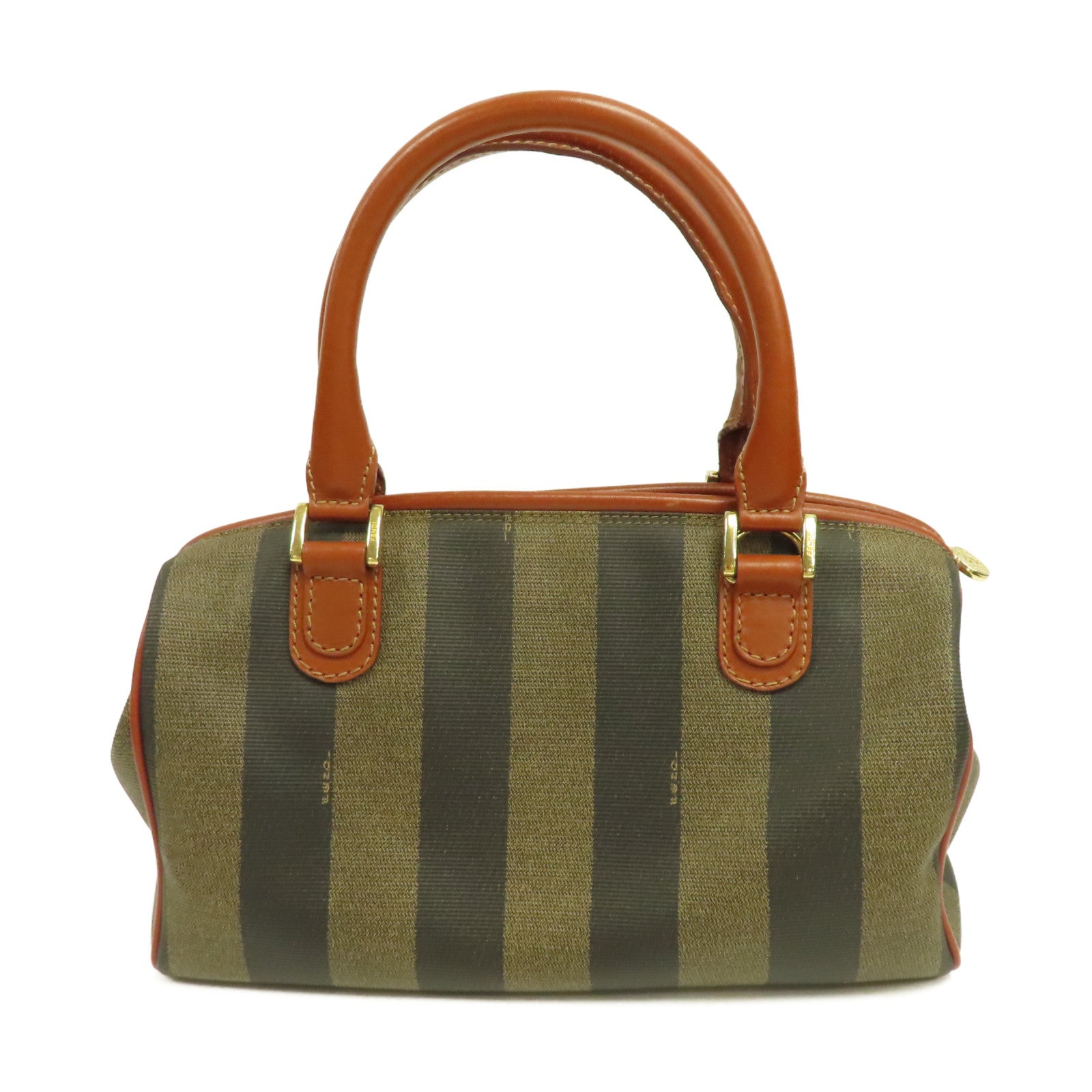 FENDI 塗層帆布Vintage Boston Bag金扣手挽肩背兩用袋啡色