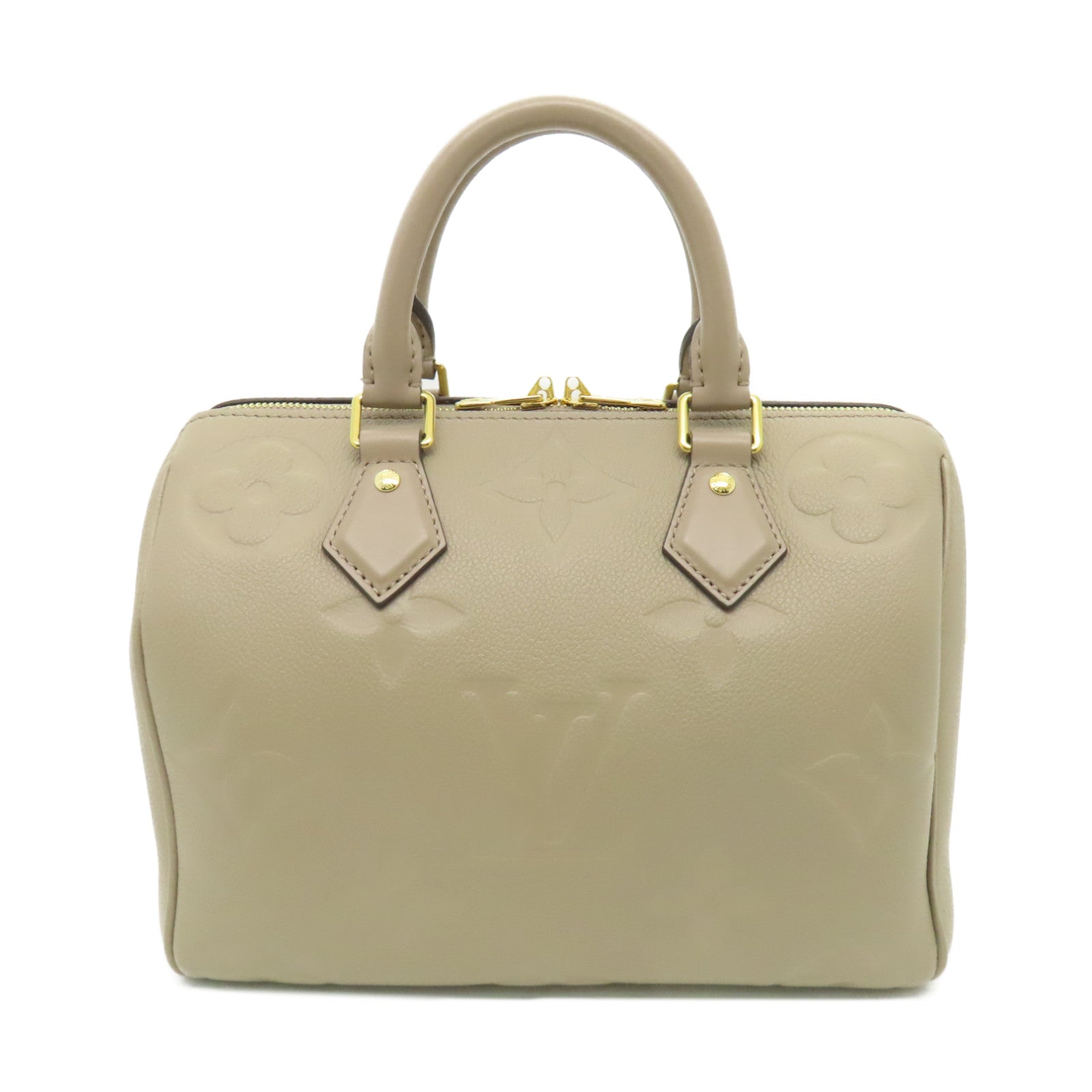 LOUIS VUITTON 【激減優惠】Monogram Empreinte Speedy Bandouliere 25金扣手挽肩背兩用袋米色