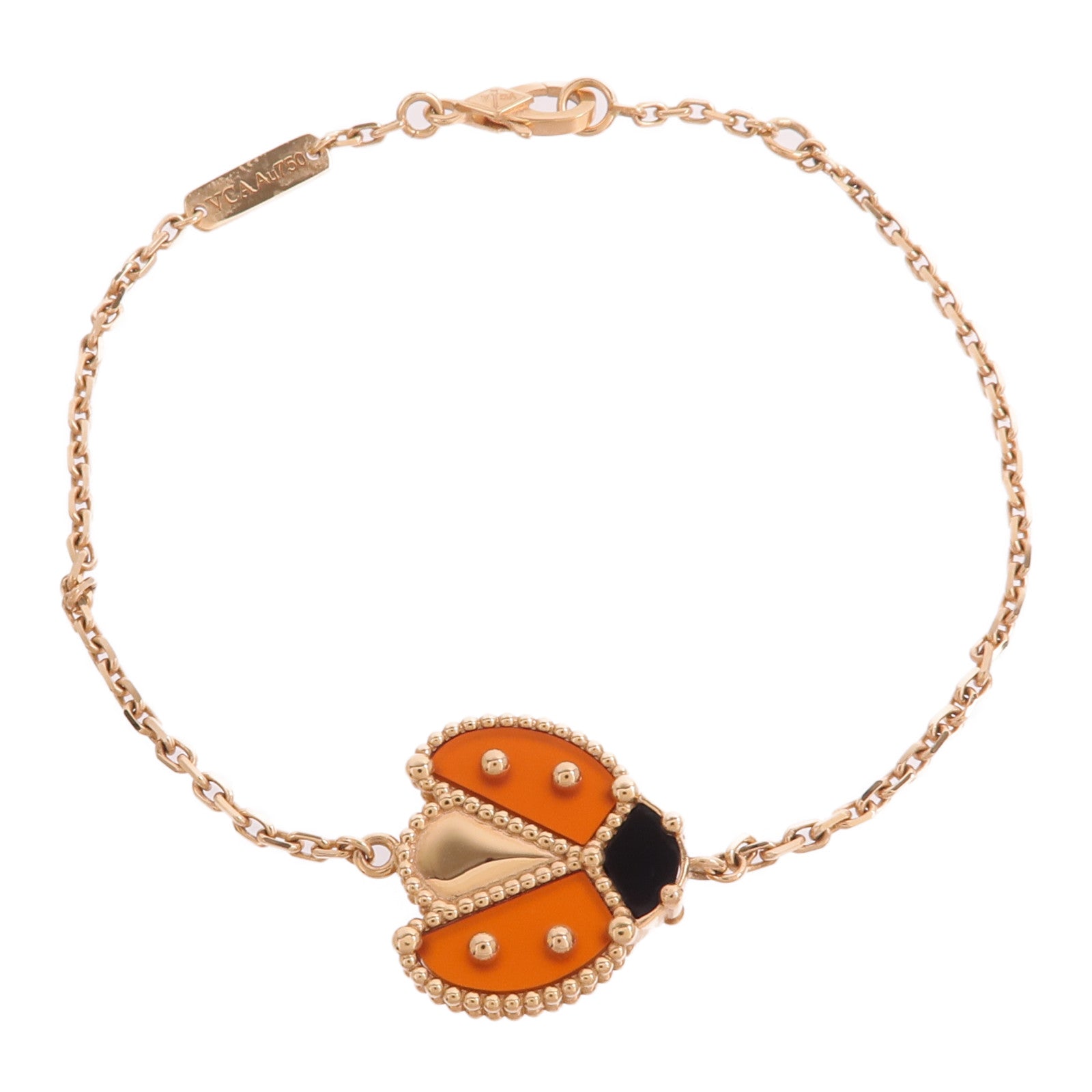 Van Cleef & Arpels 18K玫瑰金Lucky Spring Bracelet紅玉髓/縞瑪瑙手鏈