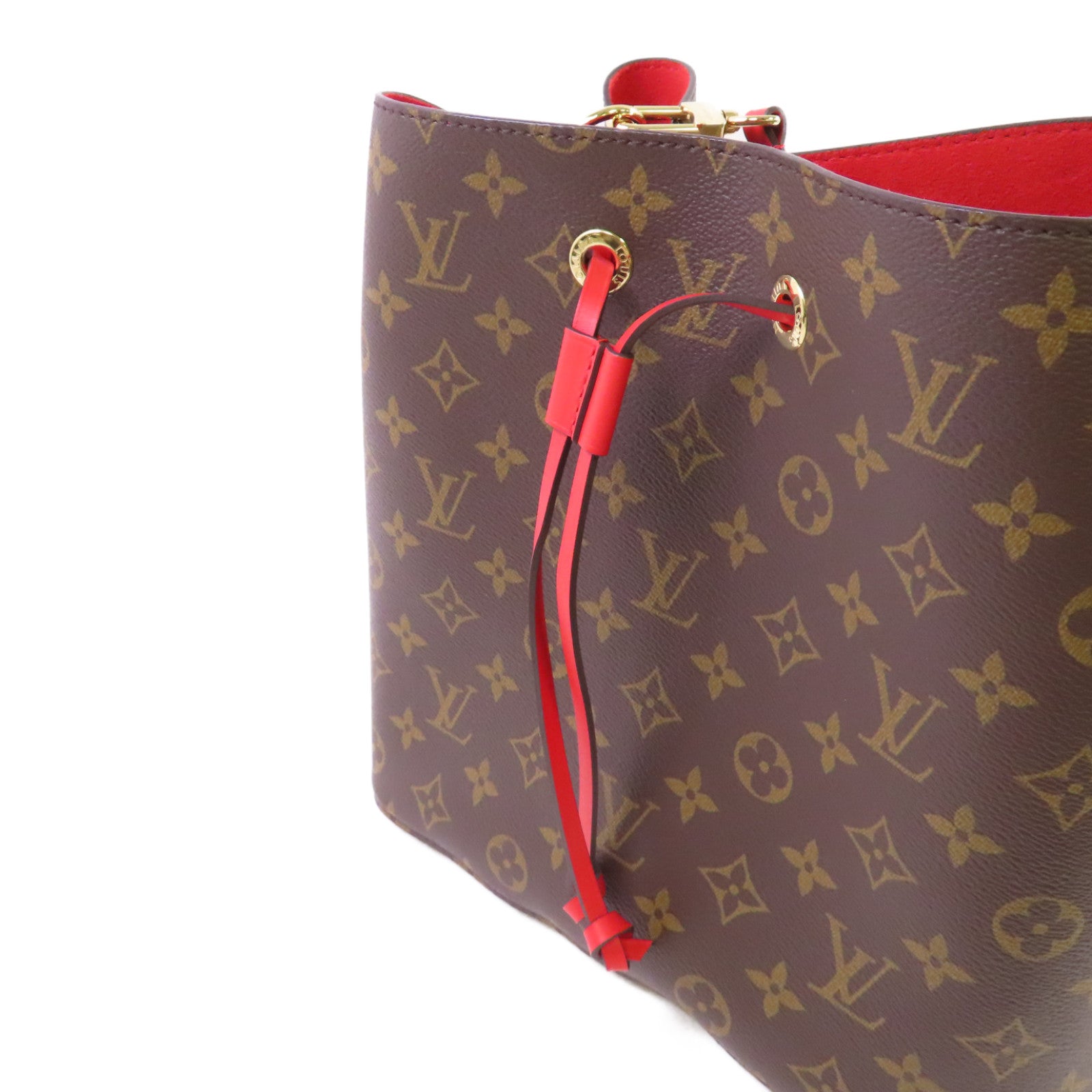 LOUIS VUITTON Monogram NeoNoe MM Shoulder Bag金扣肩背袋啡色/紅色