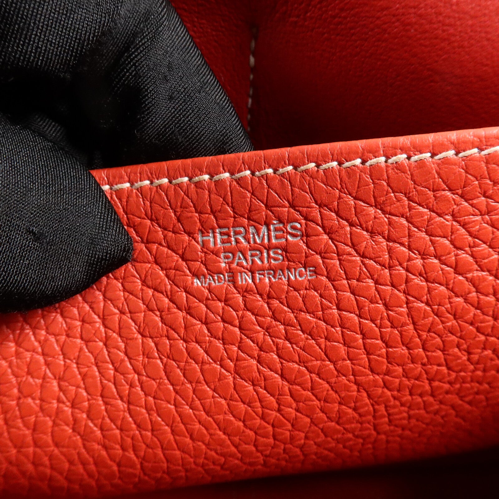 HERMES Clemence皮革Halzan 31手挽肩背兩用袋Rouge Casaque