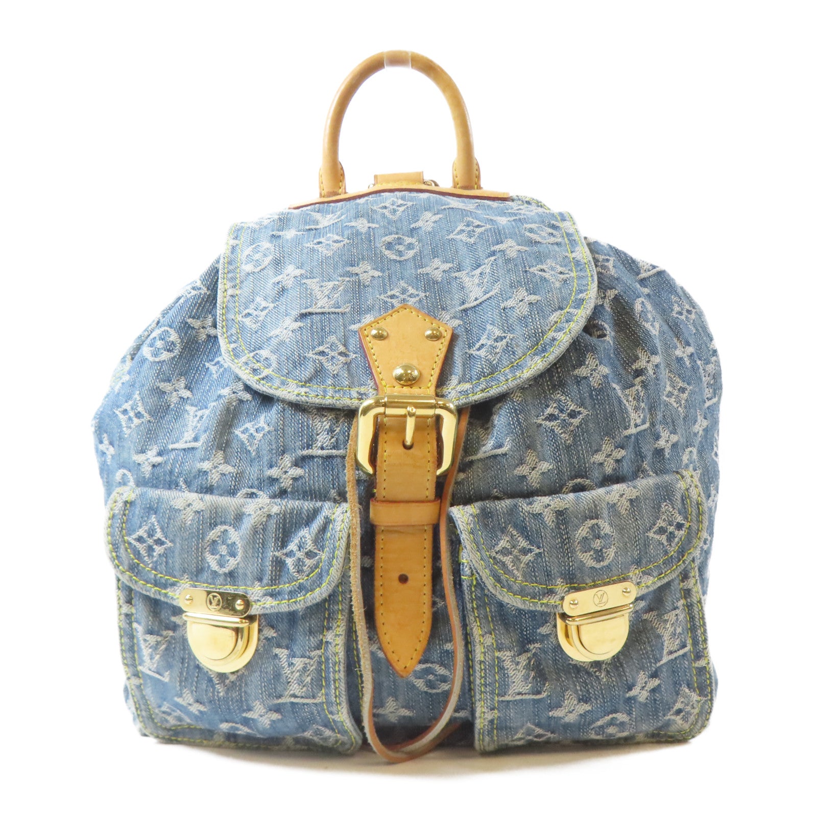 LOUIS VUITTON Monogram Denim Sac a Dos GM金扣背包藍色