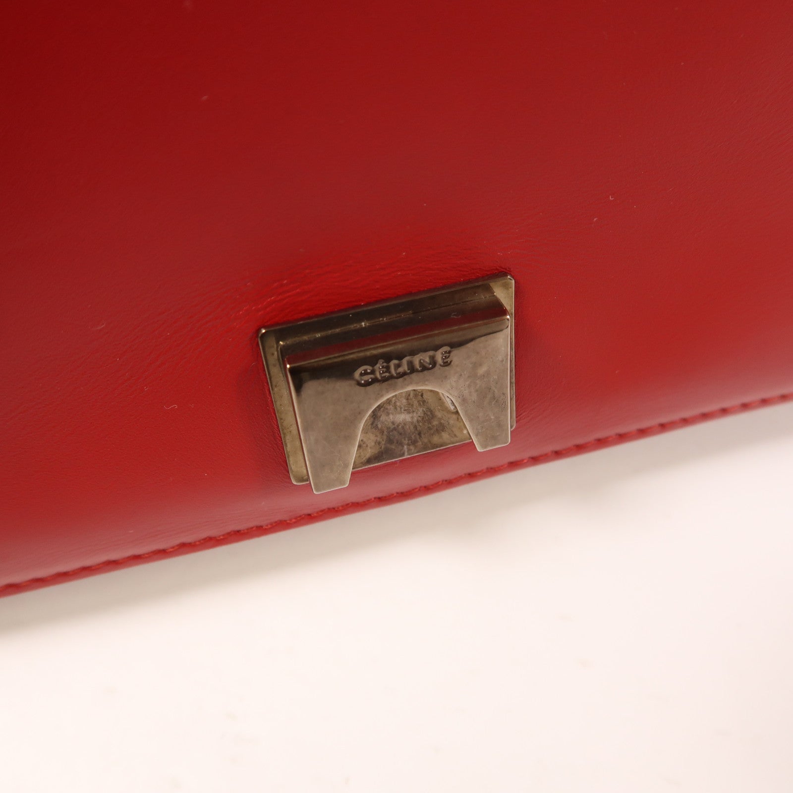 CELINE 牛皮皮革Frame銀扣肩背袋