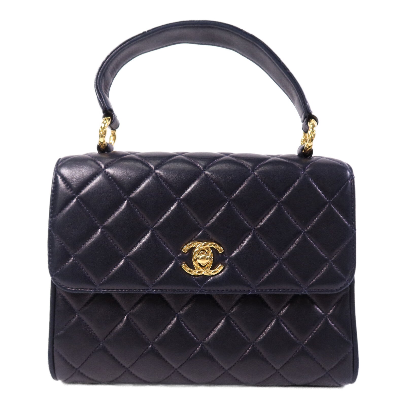CHANEL 羊皮皮革Vintage Flap Bag金扣手挽袋