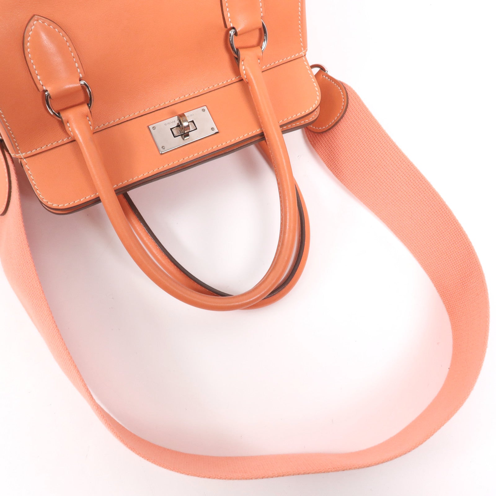 HERMES Swift皮革Toolbox 20銀扣手挽肩背兩用袋Crevette