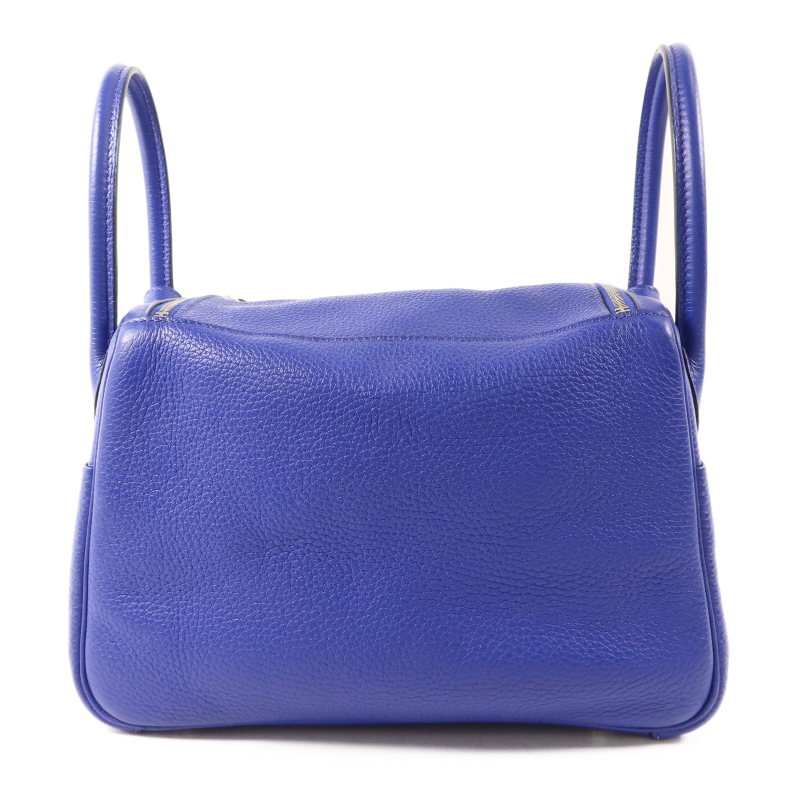 HERMES Clemence皮革Lindy 26銀扣手挽肩背兩用袋Bleu Electrique
