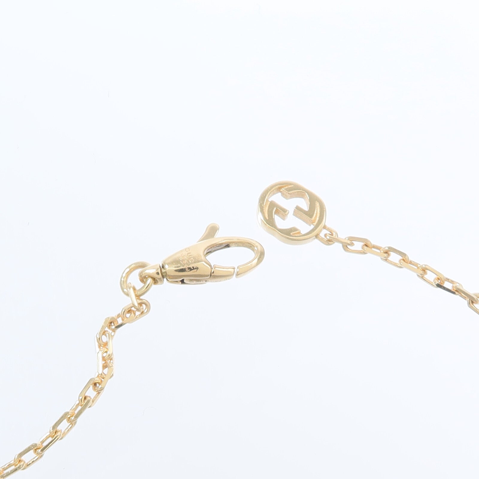 GUCCI 18K黃金Interlocking G Necklace紅玉髓/鑽石項鍊