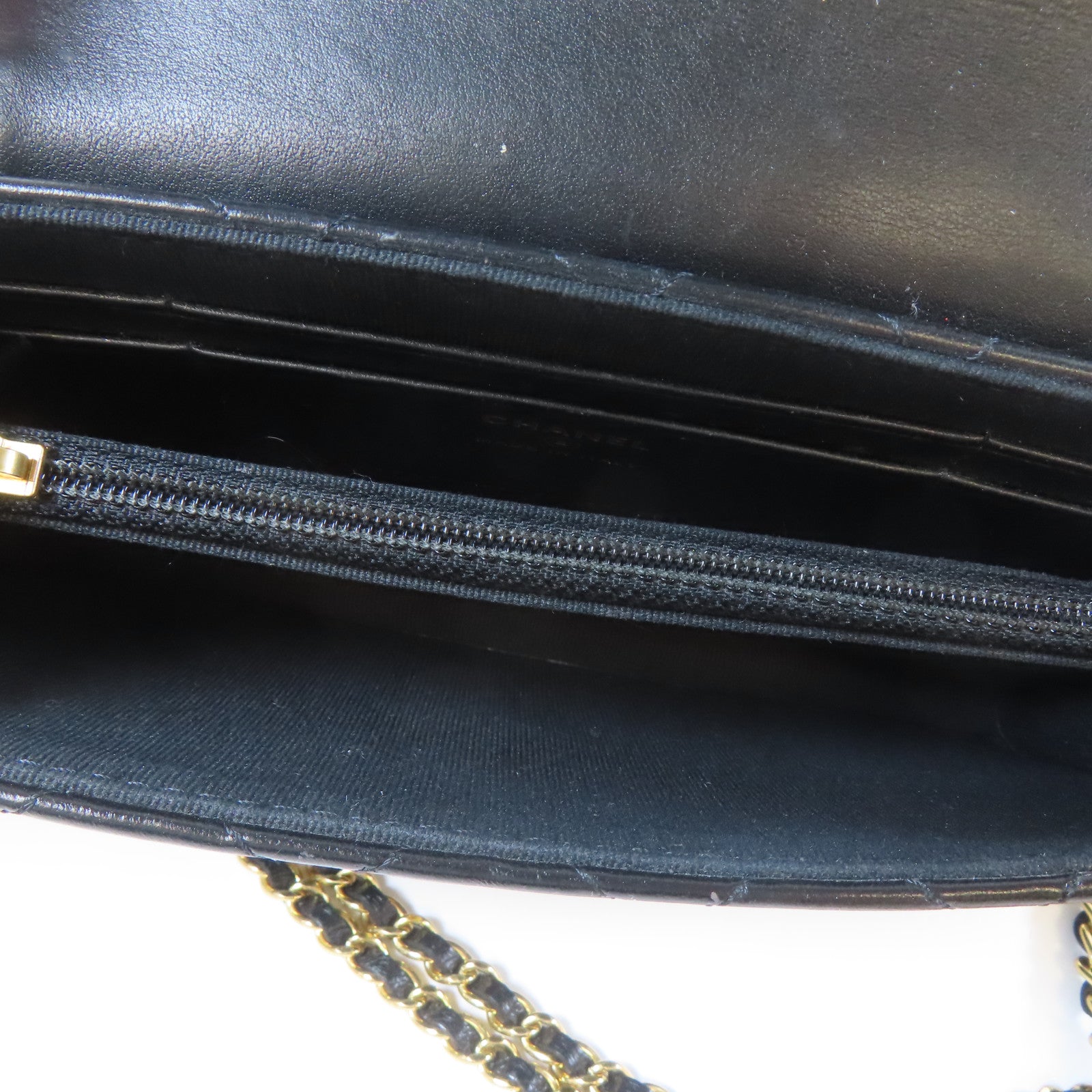 CHANEL 【激減優惠】菱格羊皮皮革Chain Shoulder金扣鏈帶肩背袋黑色