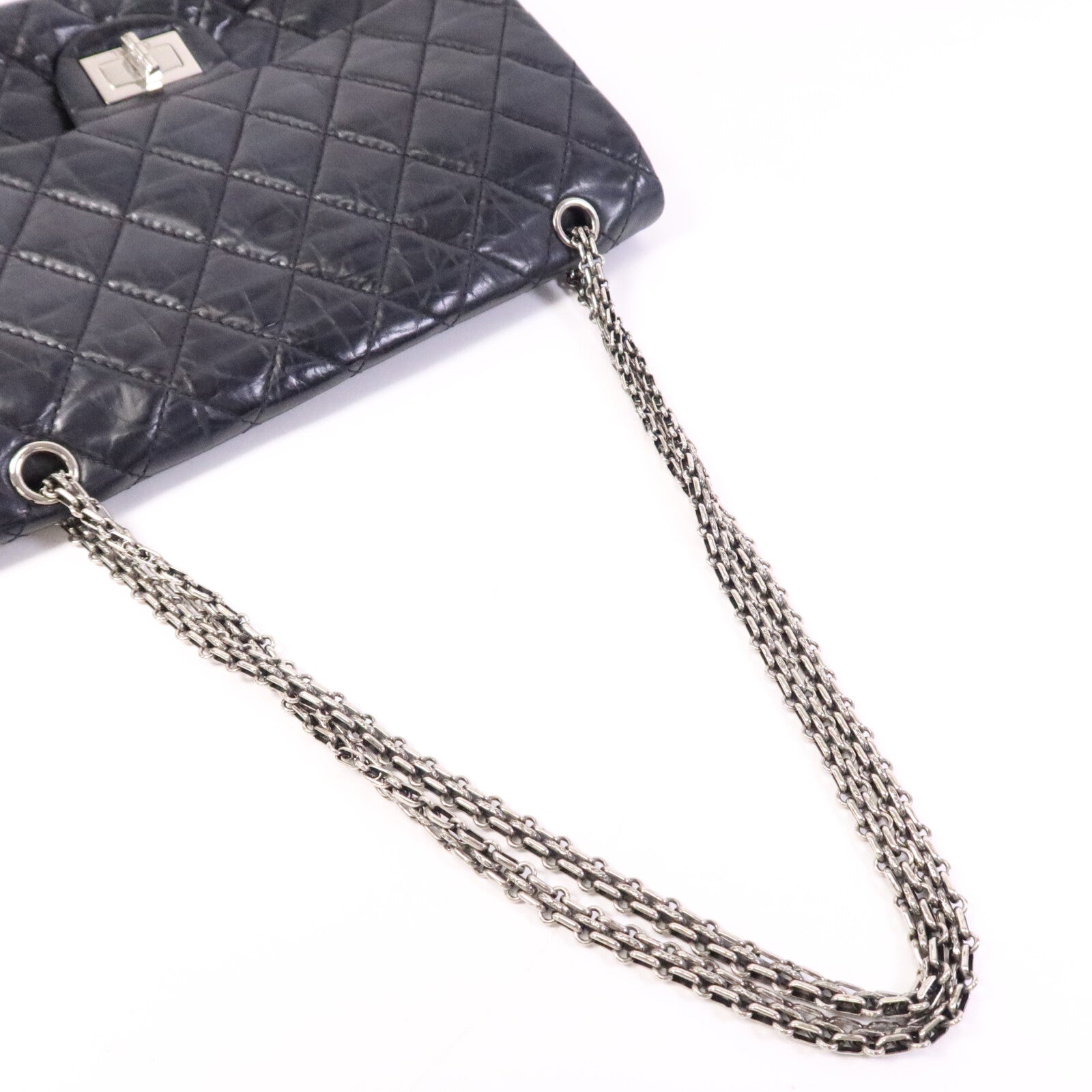 CHANEL 【激減優惠】牛皮皮革Chanel 2.55 Large銀扣鏈帶肩背袋