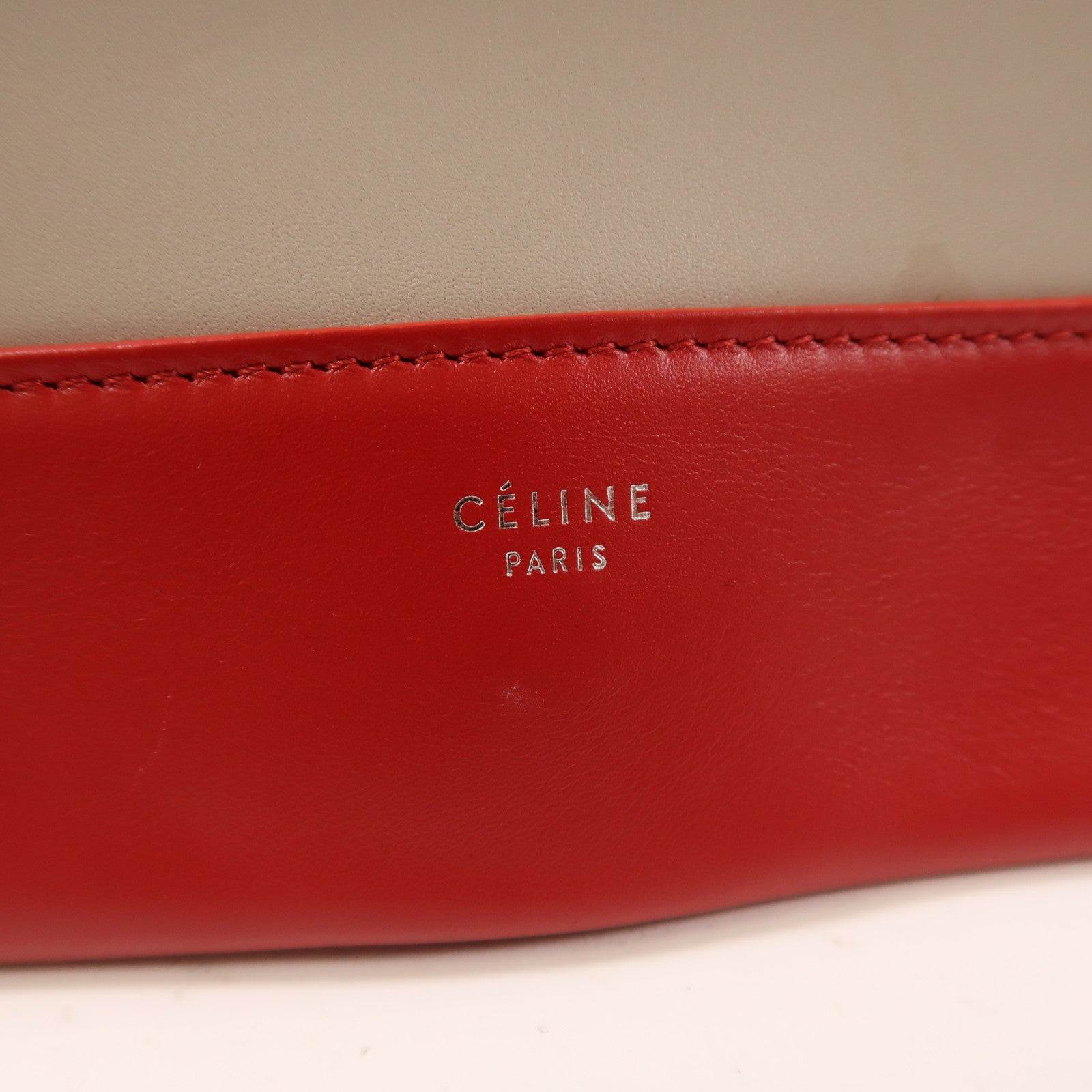 CELINE 牛皮皮革Frame銀扣肩背袋