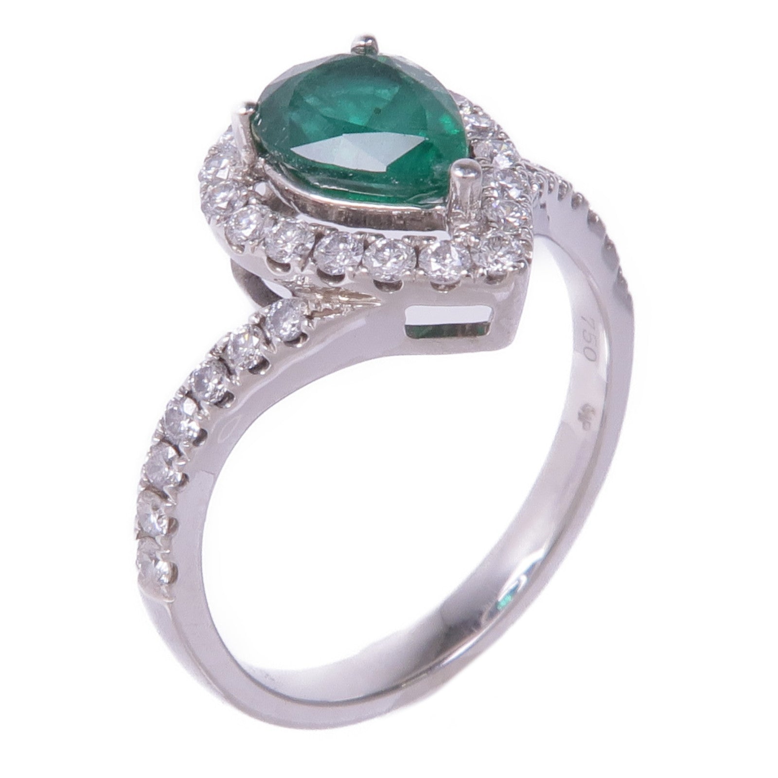 JEWELRY 【激減優惠】18K白金Emerald Diamond Ring綠寶石/鑽石戒指US#7.5