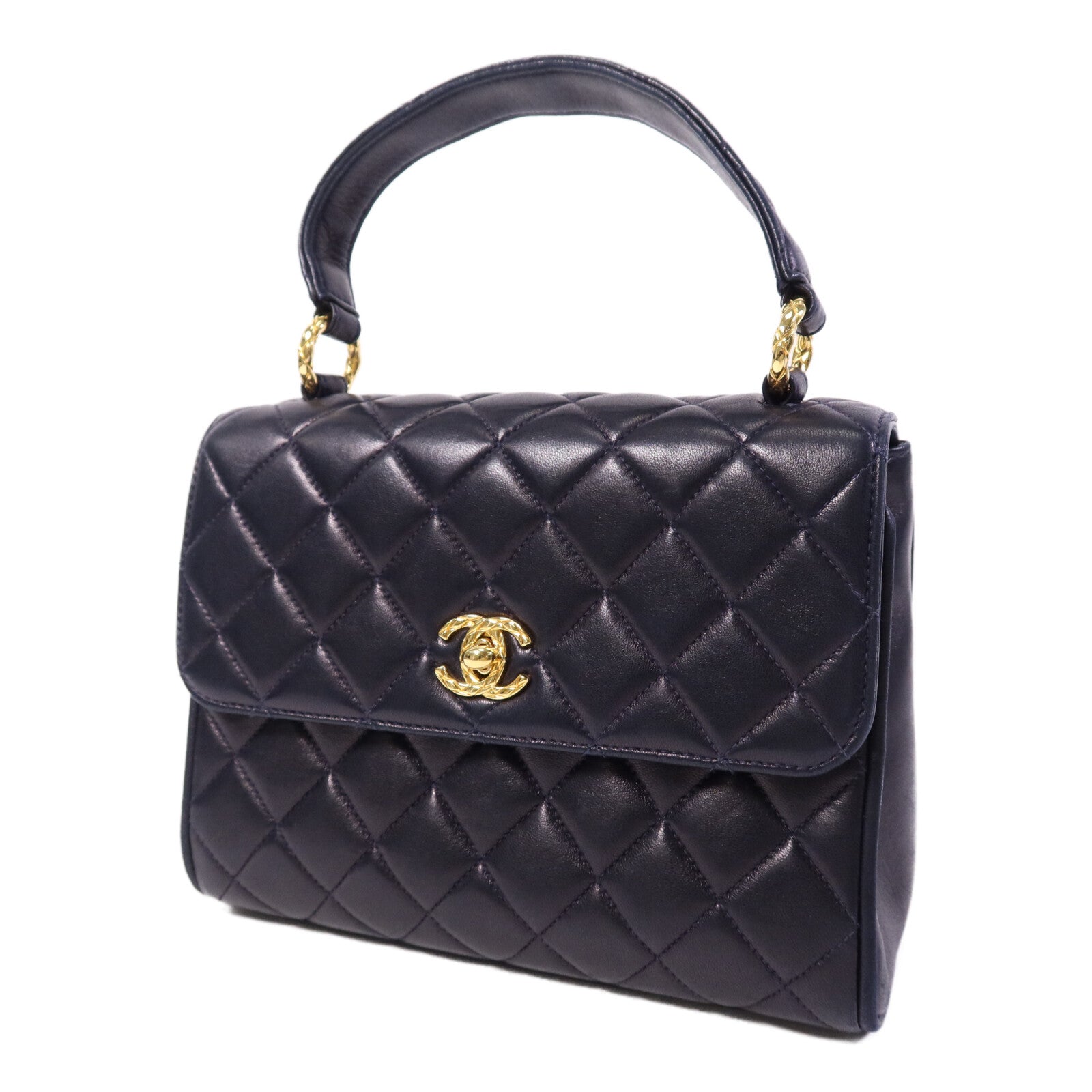 CHANEL 羊皮皮革Vintage Flap Bag金扣手挽袋