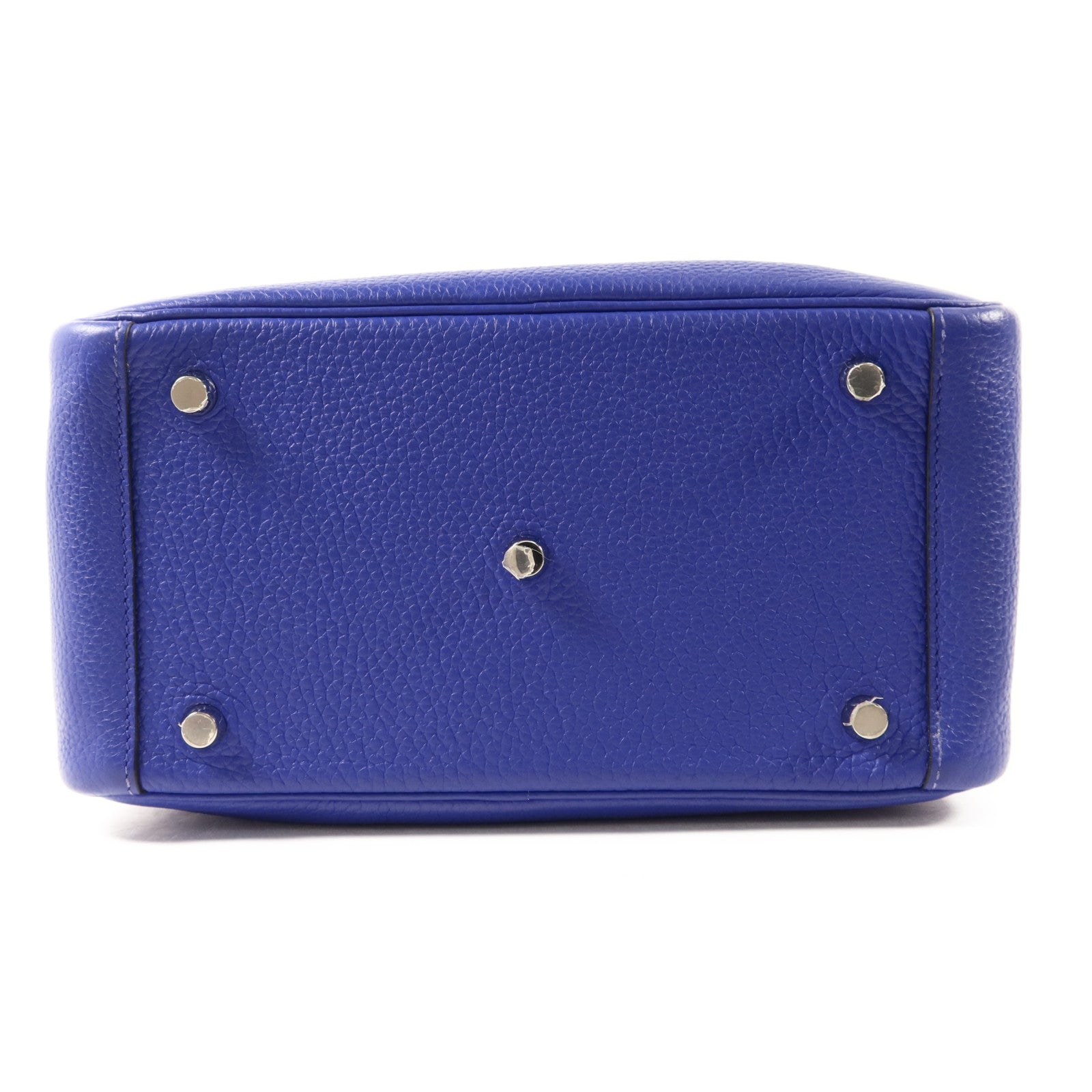 HERMES Clemence皮革Lindy 26銀扣手挽肩背兩用袋Bleu Electrique