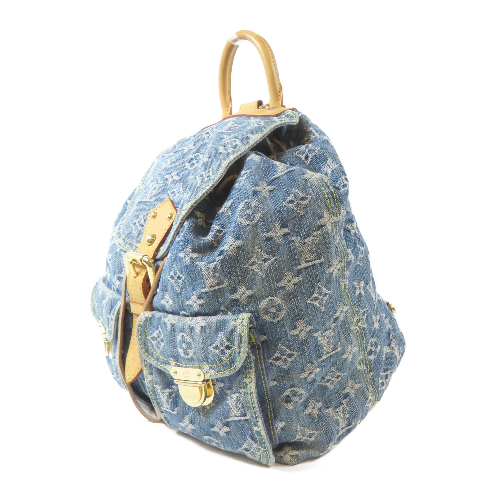LOUIS VUITTON Monogram Denim Sac a Dos GM金扣背包藍色