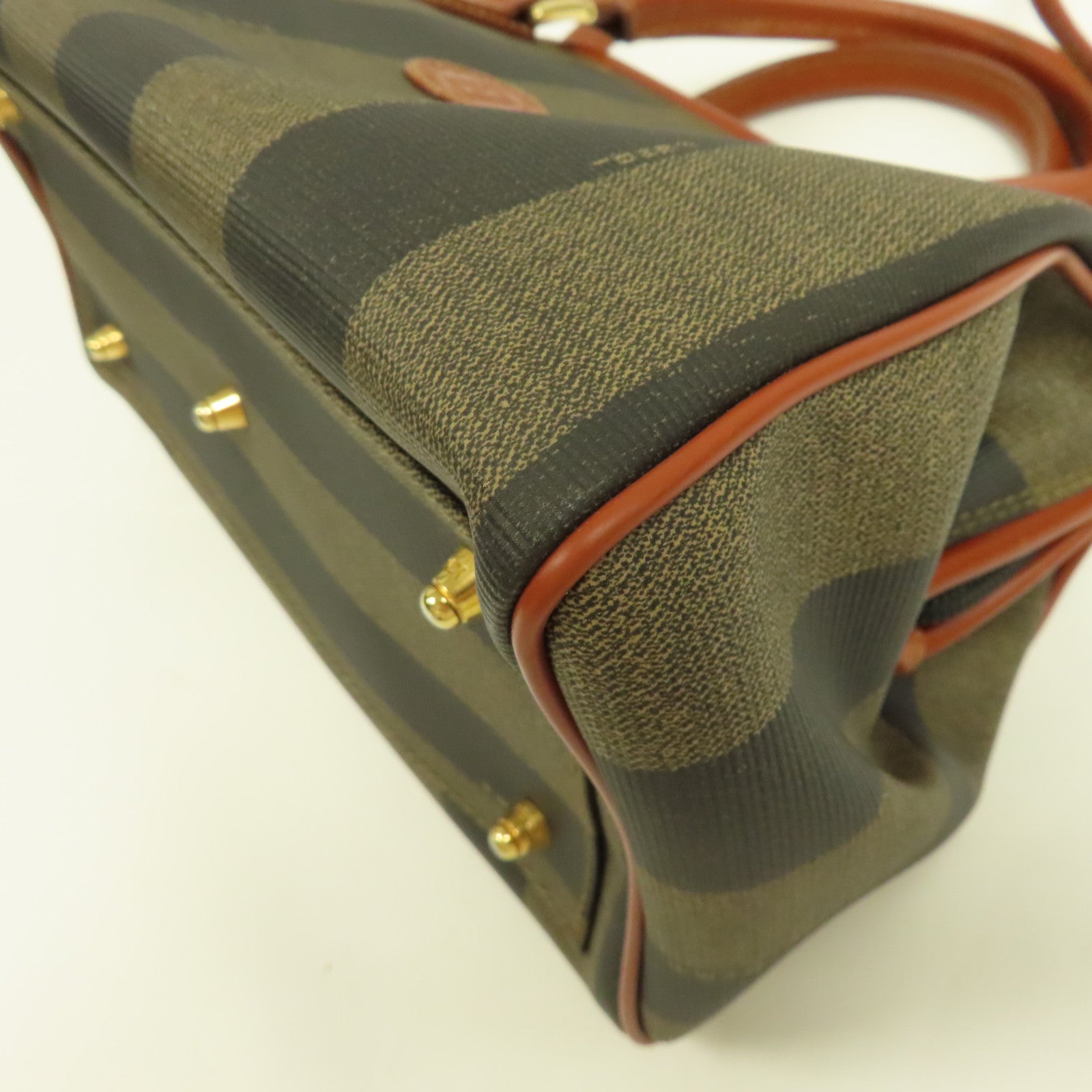 FENDI 塗層帆布Vintage Boston Bag金扣手挽肩背兩用袋啡色