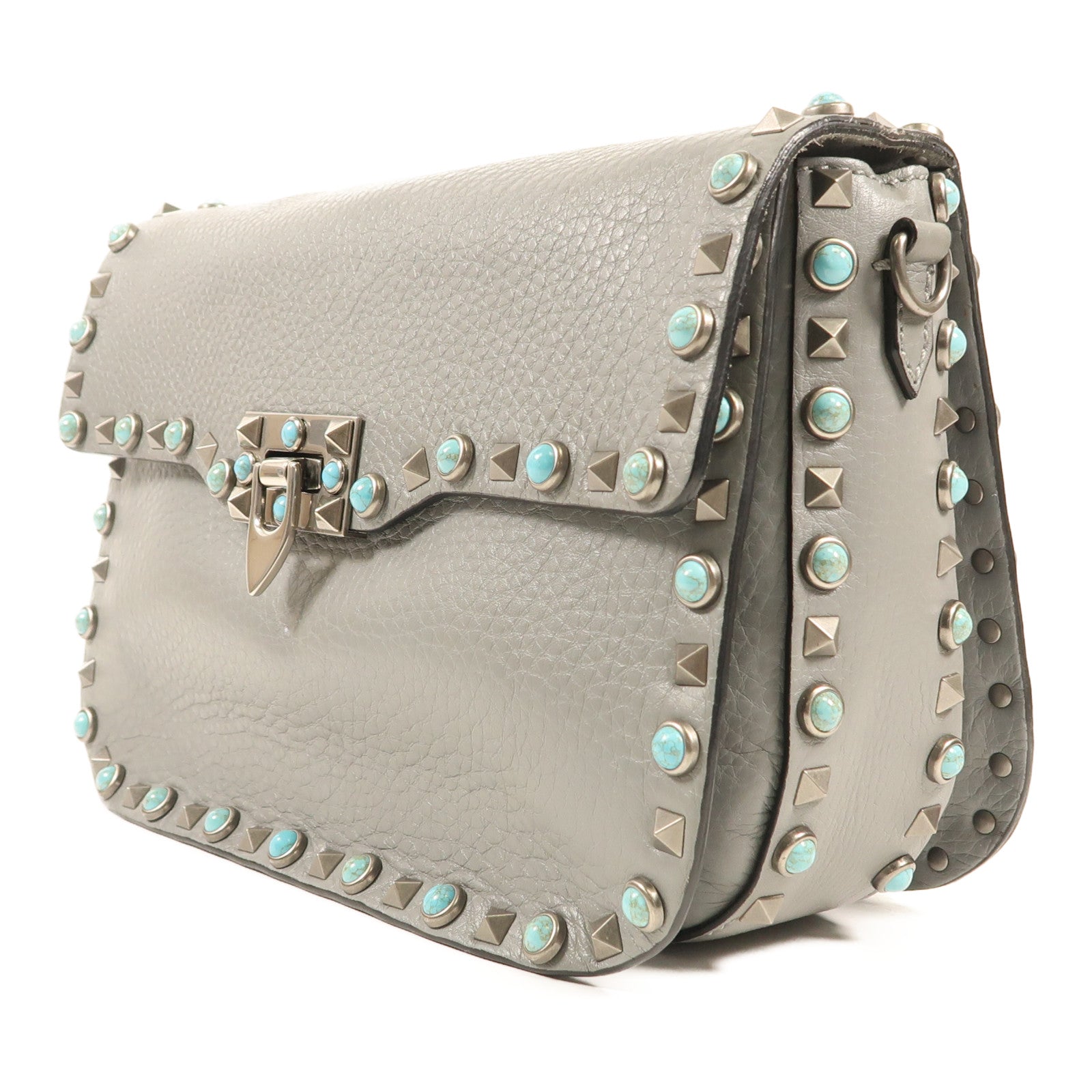 Valentino 牛皮皮革Shoulder Bag銀扣肩背袋