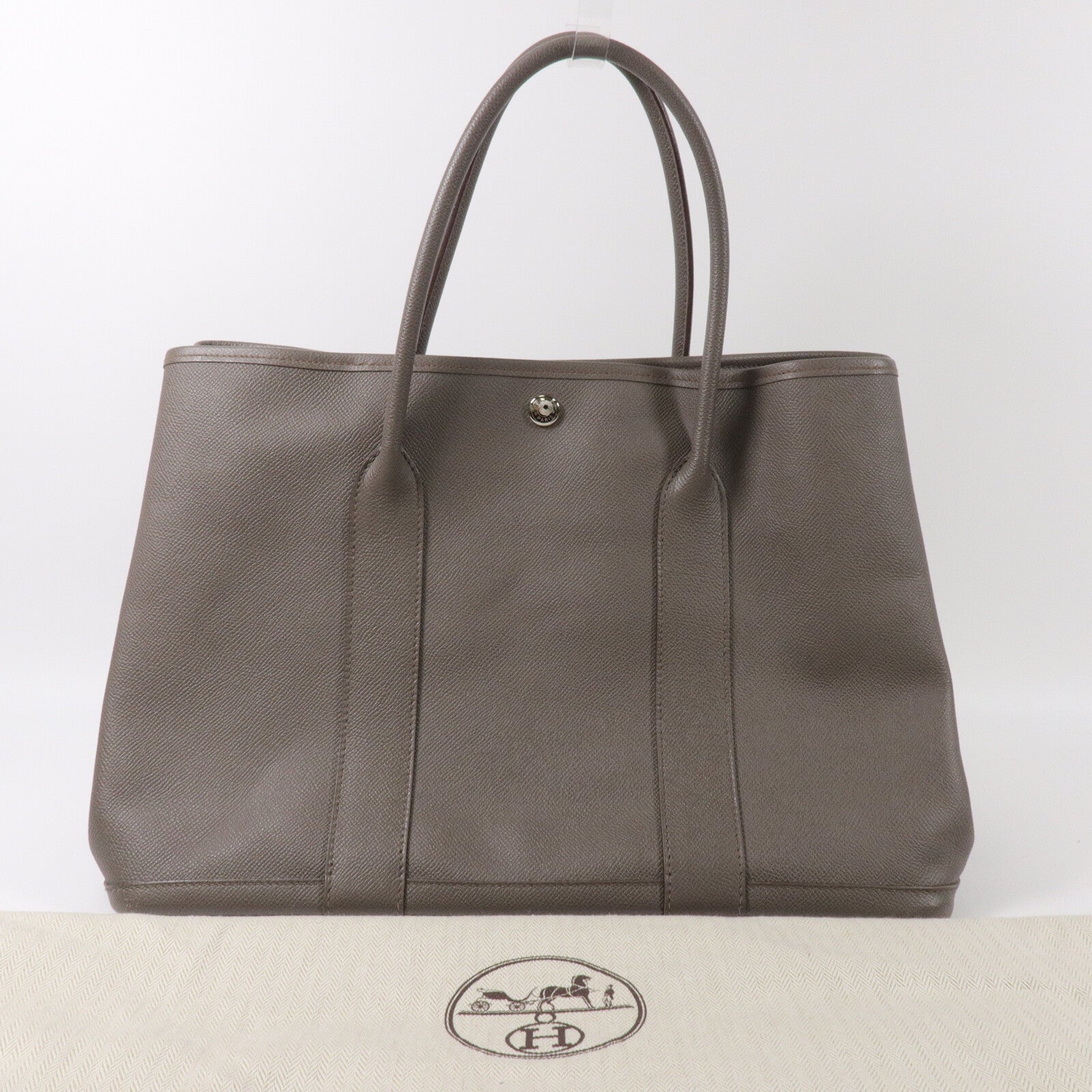 HERMES Epsom皮革Garden Party PM手挽袋Etain