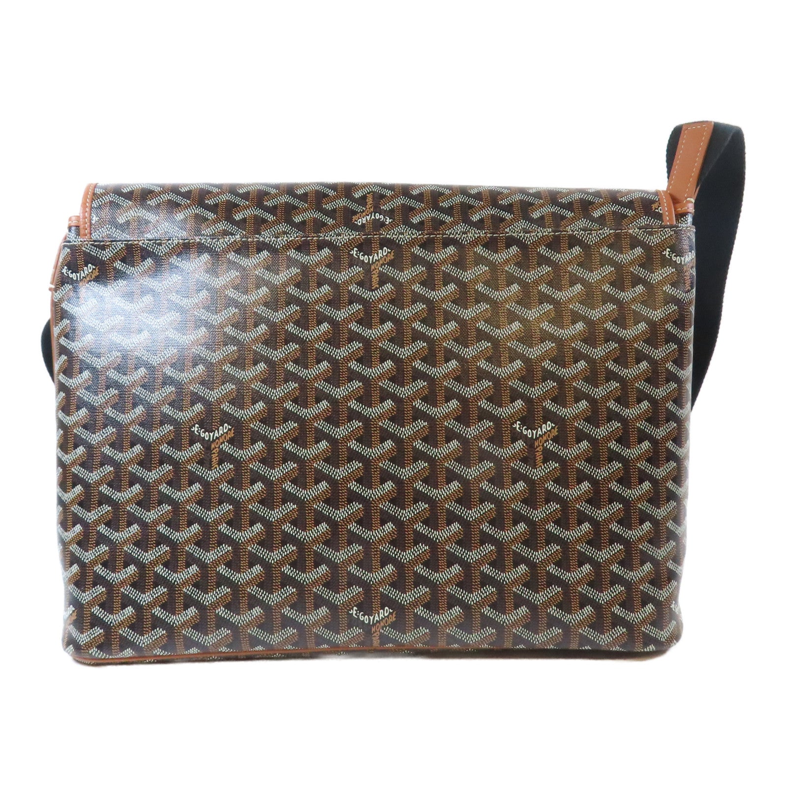 GOYARD 塗層帆布Capetien Messenger Bag銀扣肩背袋黑色/啡色