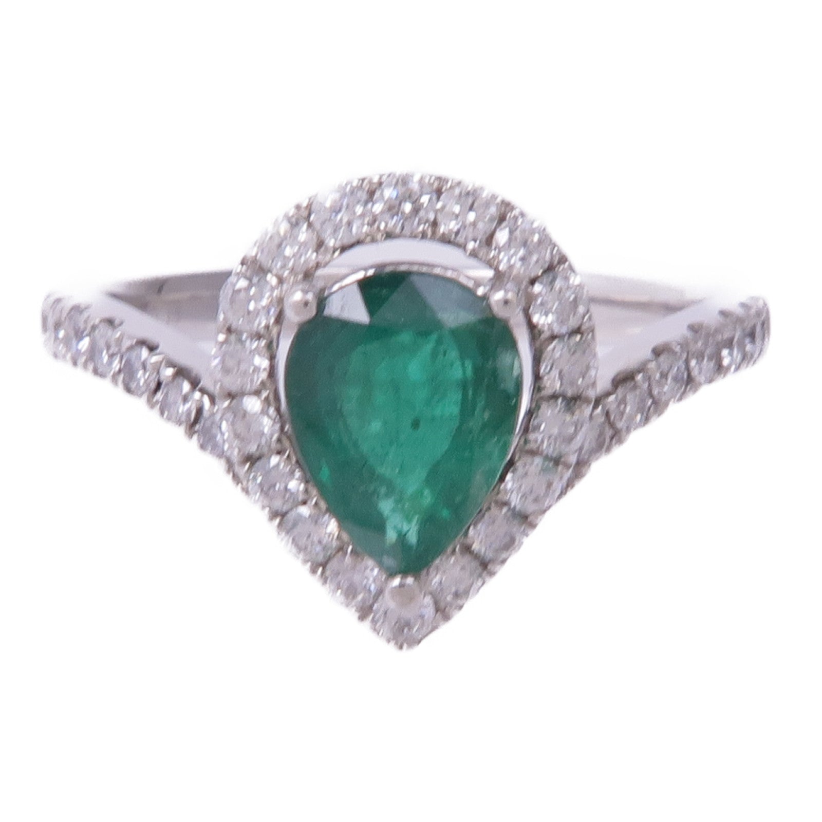 JEWELRY 【激減優惠】18K白金Emerald Diamond Ring綠寶石/鑽石戒指US#7.5