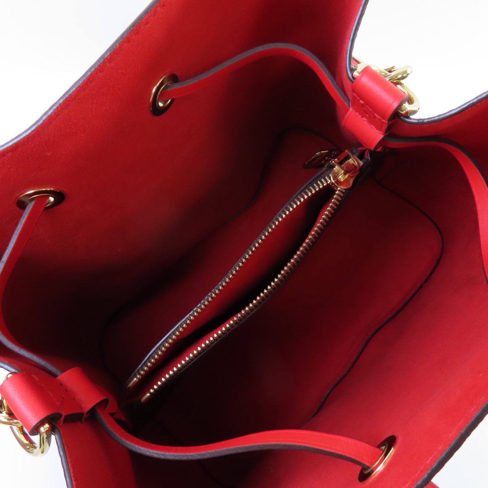 LOUIS VUITTON Monogram NeoNoe MM Shoulder Bag金扣肩背袋啡色/紅色